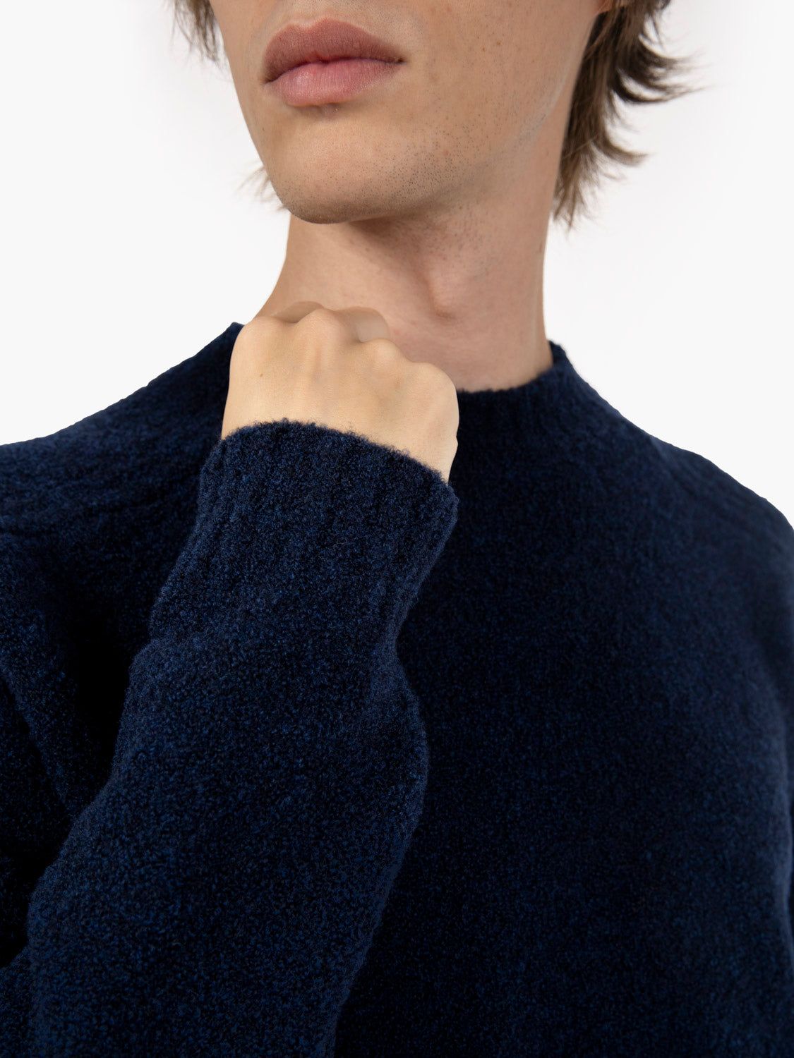 Maglione girocollo in misto lana navy