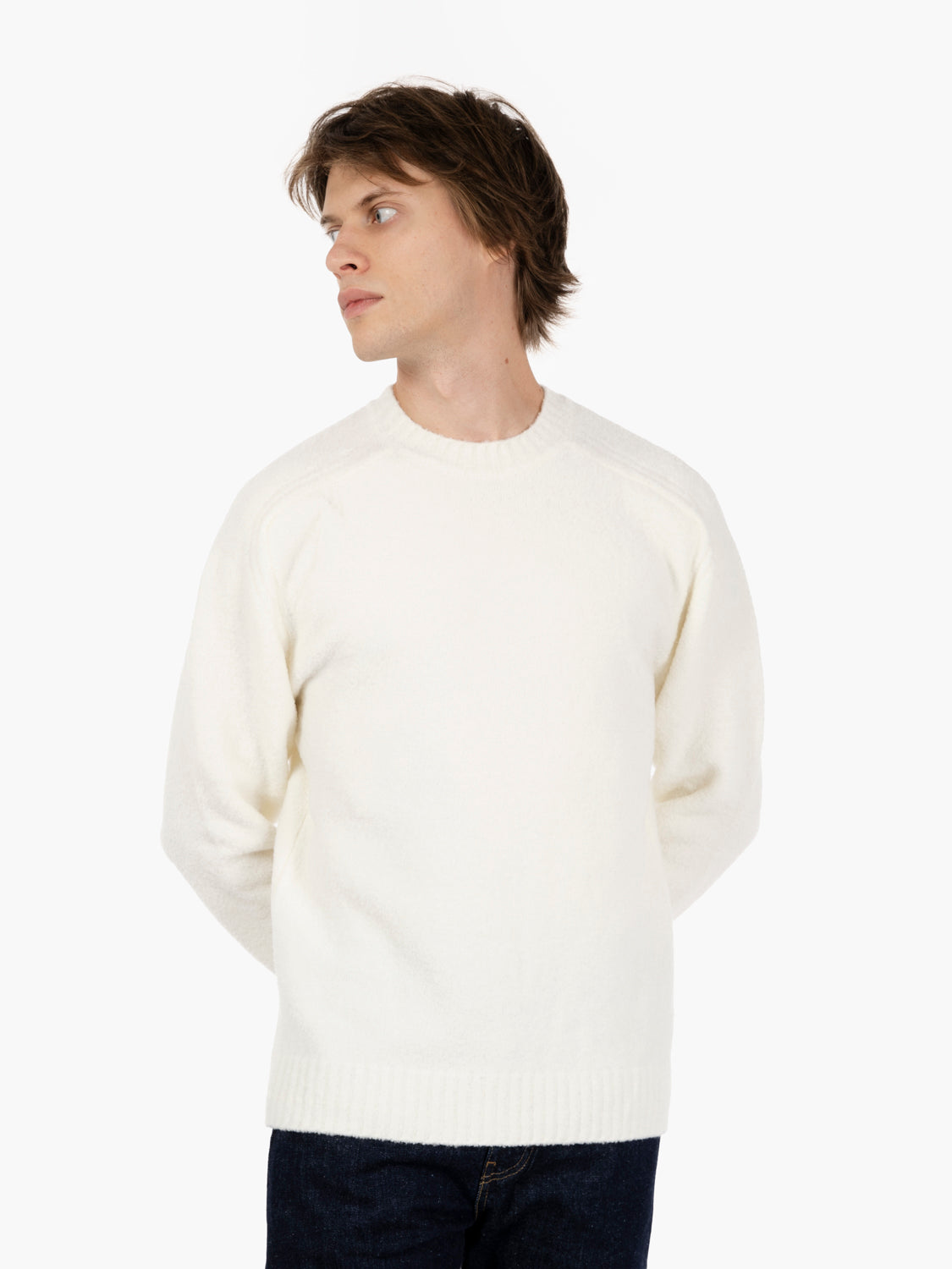 Maglione girocollo in misto lana panna