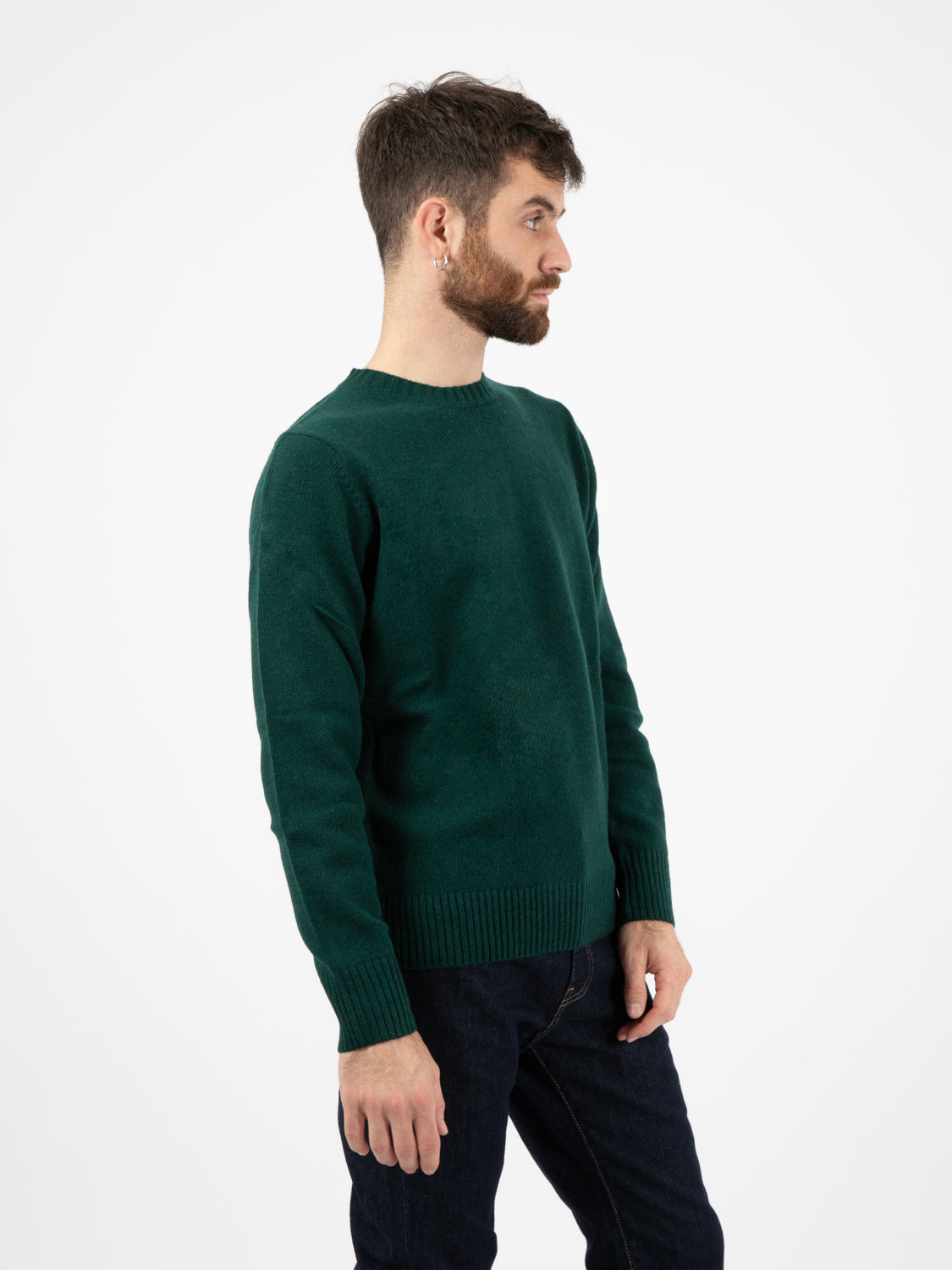 Maglione girocollo Lambswool verde bottiglia