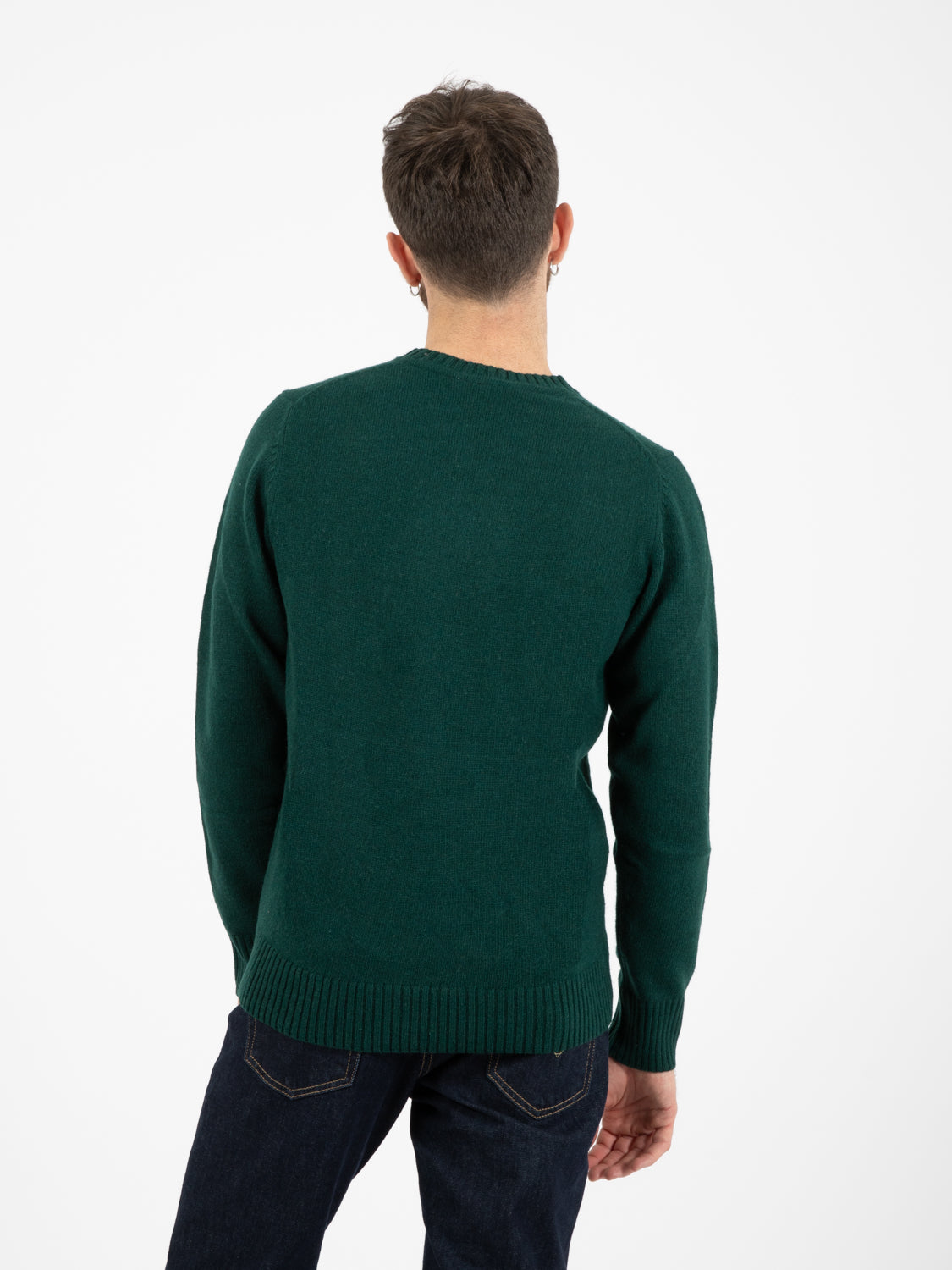 Maglione girocollo Lambswool verde bottiglia