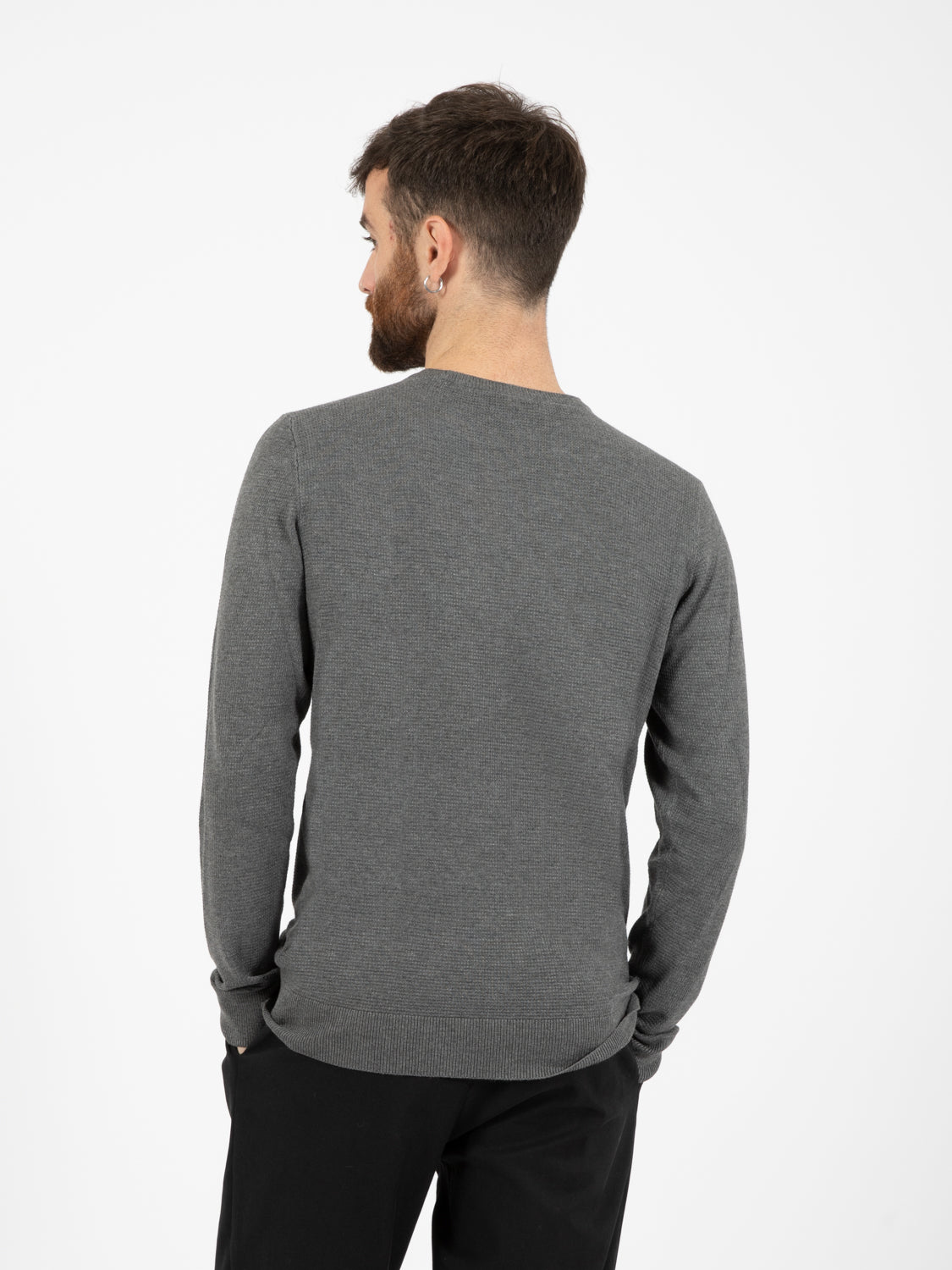 Maglione girocollo piquet fumo