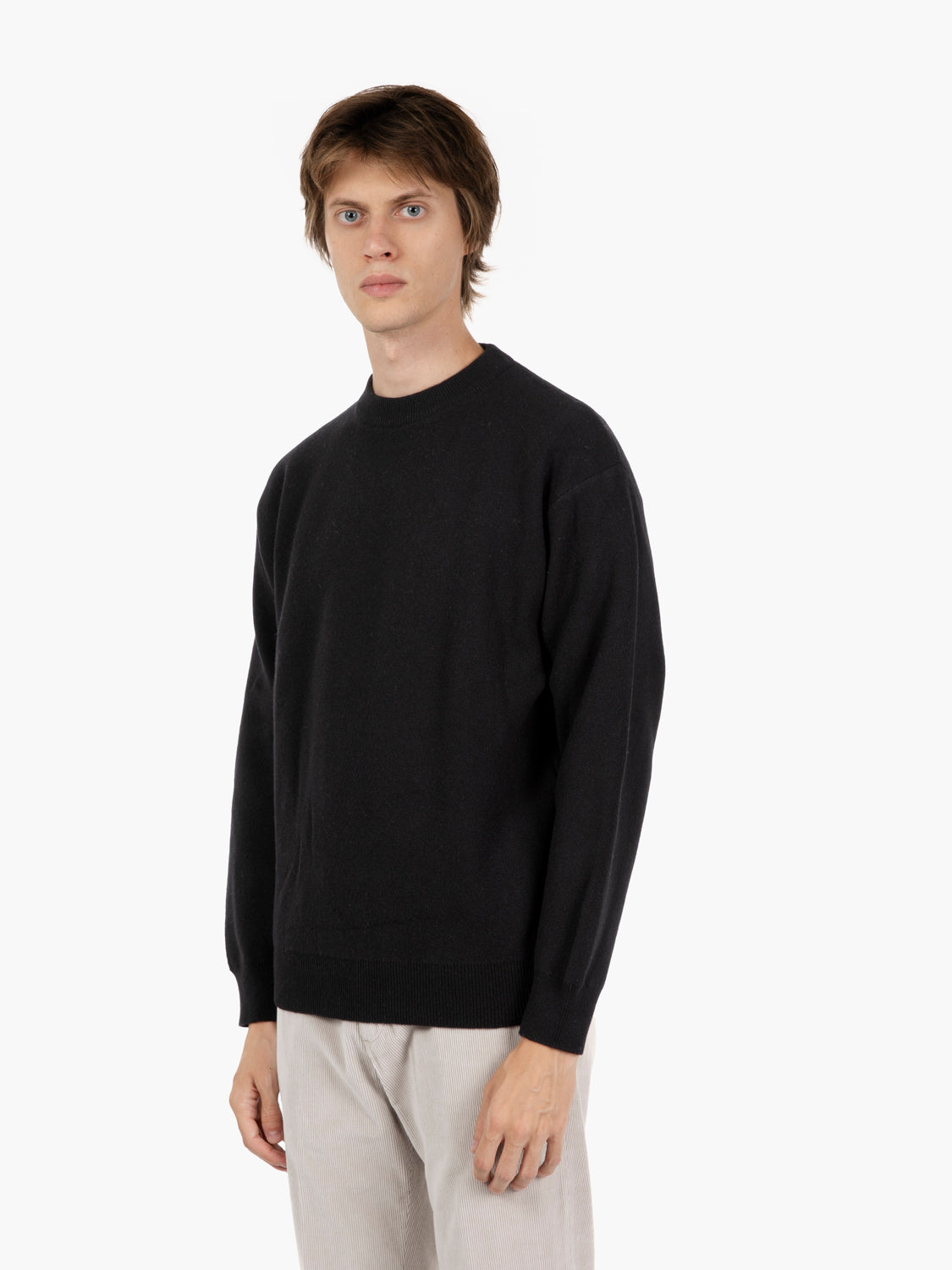 Maglione girocollo punto piquet nero