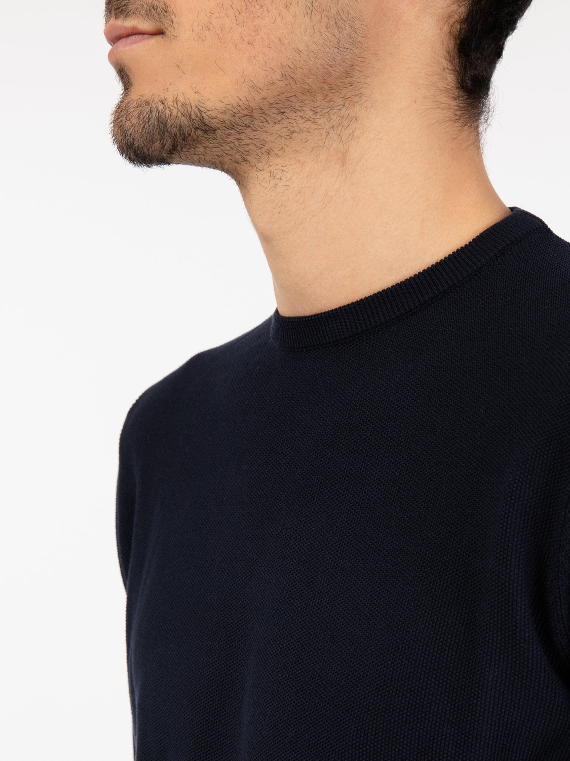 Maglione girocollo punto riso avio
