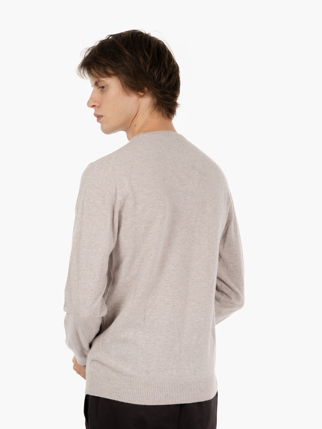 Maglione girocollo rasato beige