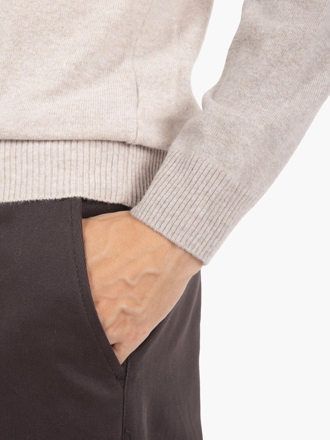 Maglione girocollo rasato beige