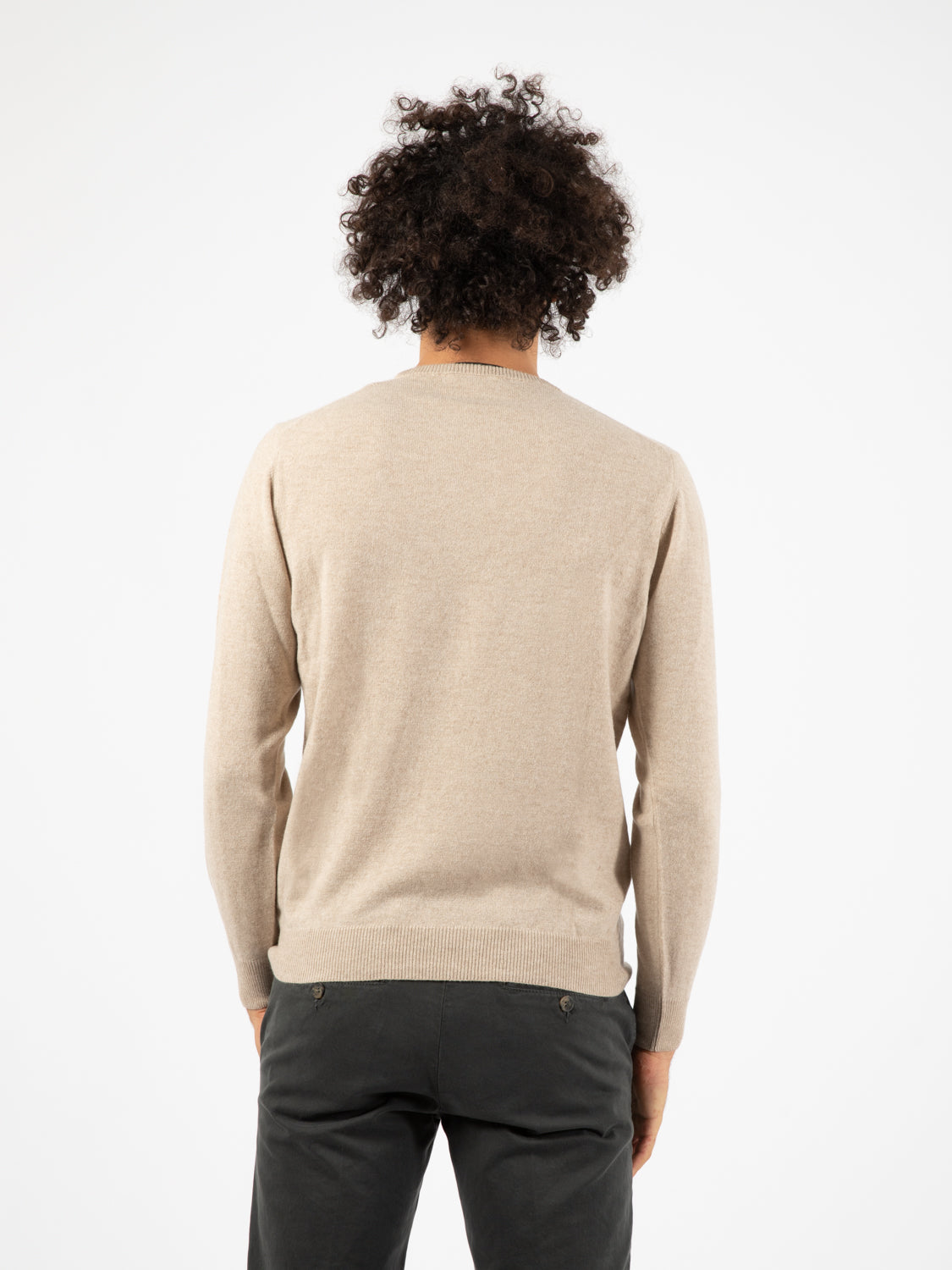 Maglione in cachemire girocollo beige