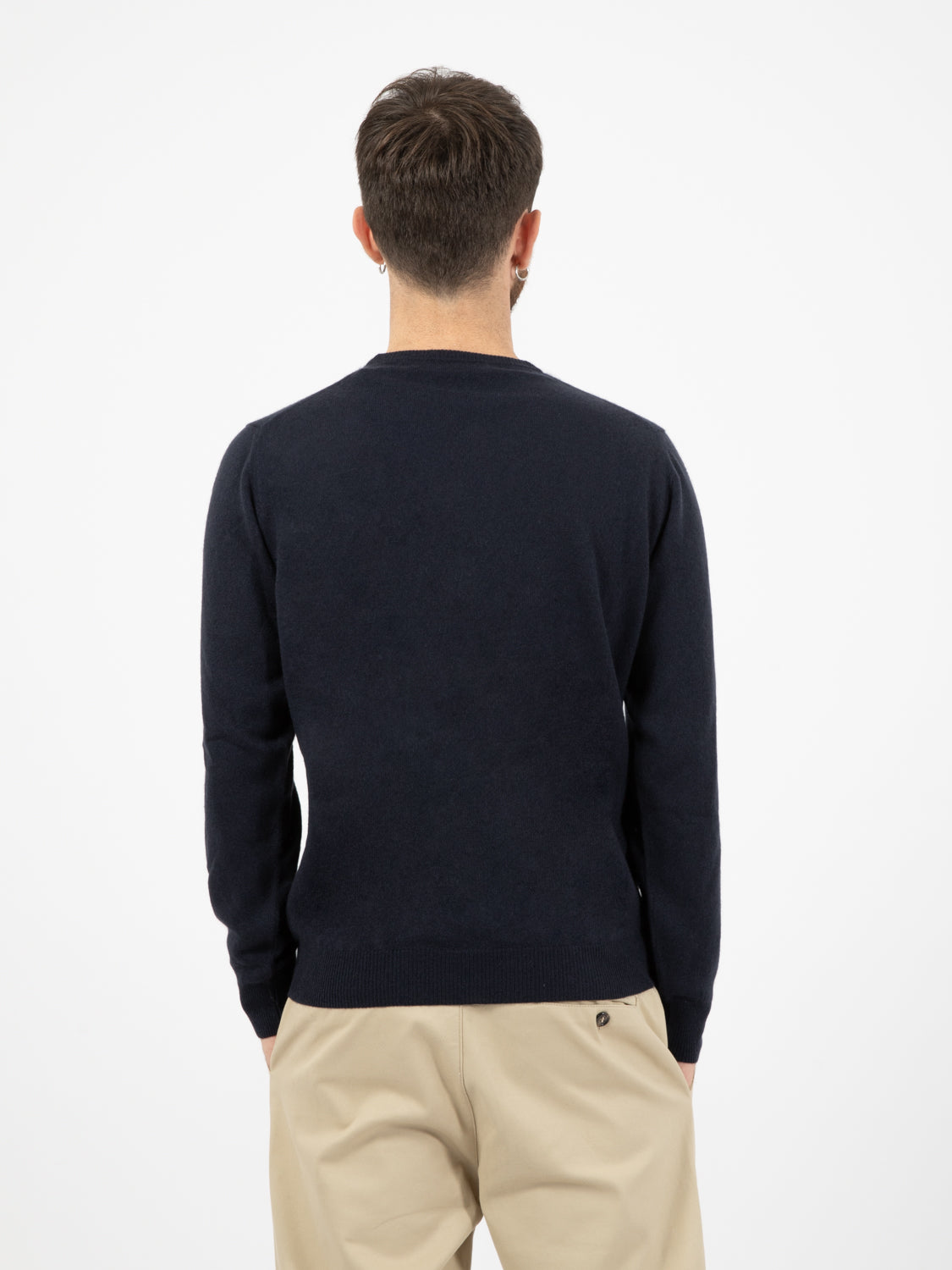 Maglione in cachemire girocollo blu