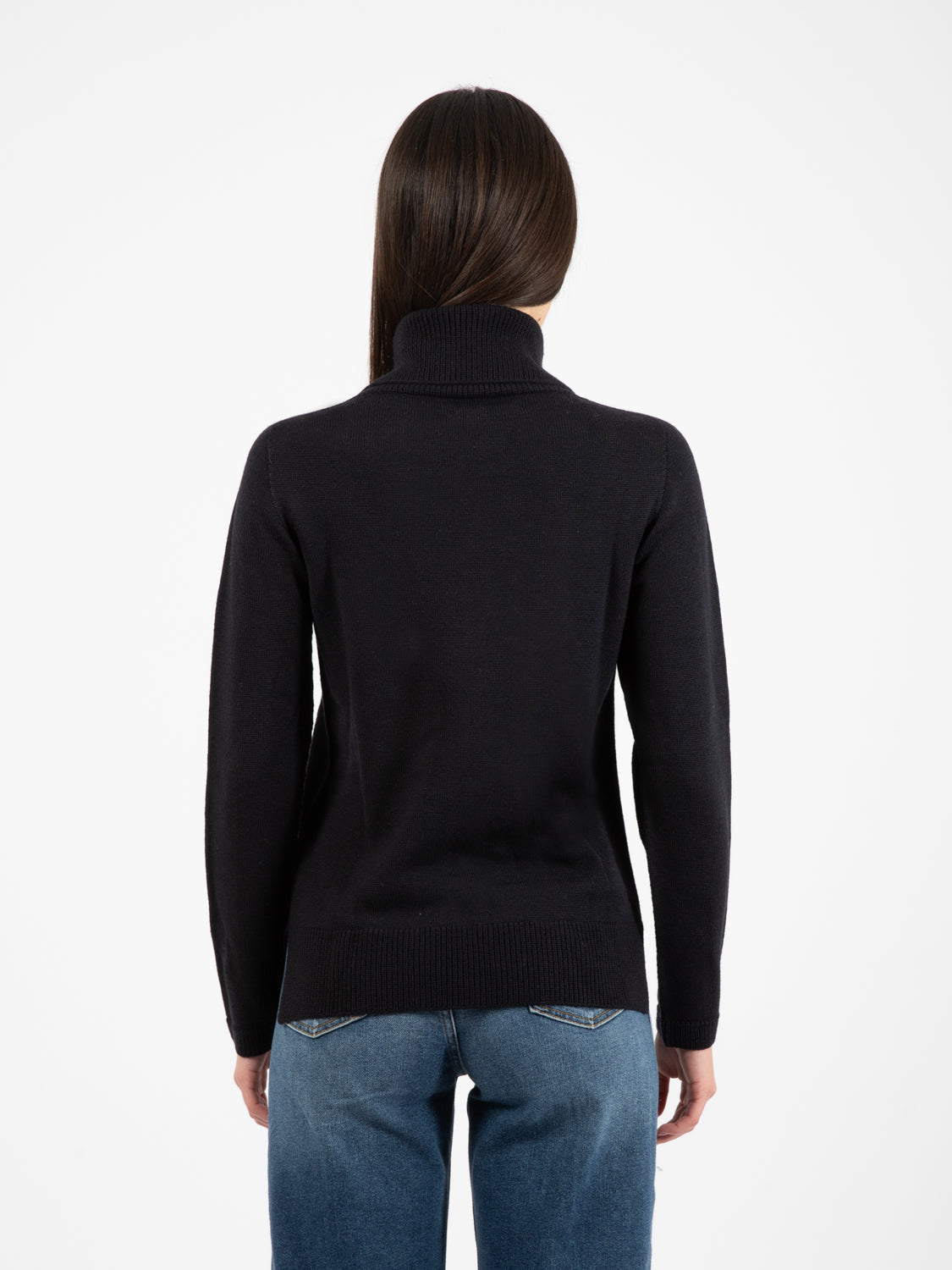 Maglione in lana con collo a ciambella nero