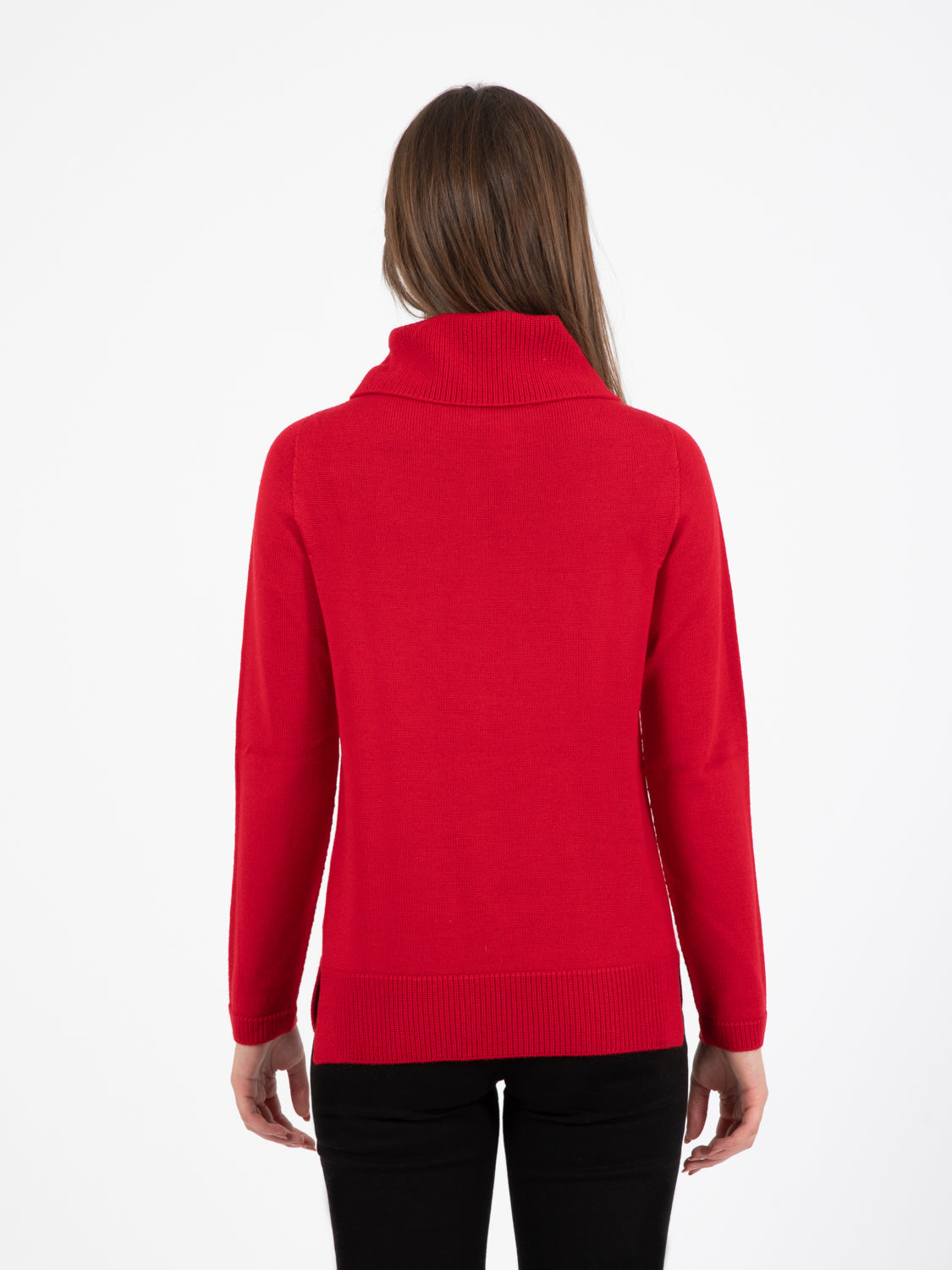 Maglione in lana con collo a ciambella rosso