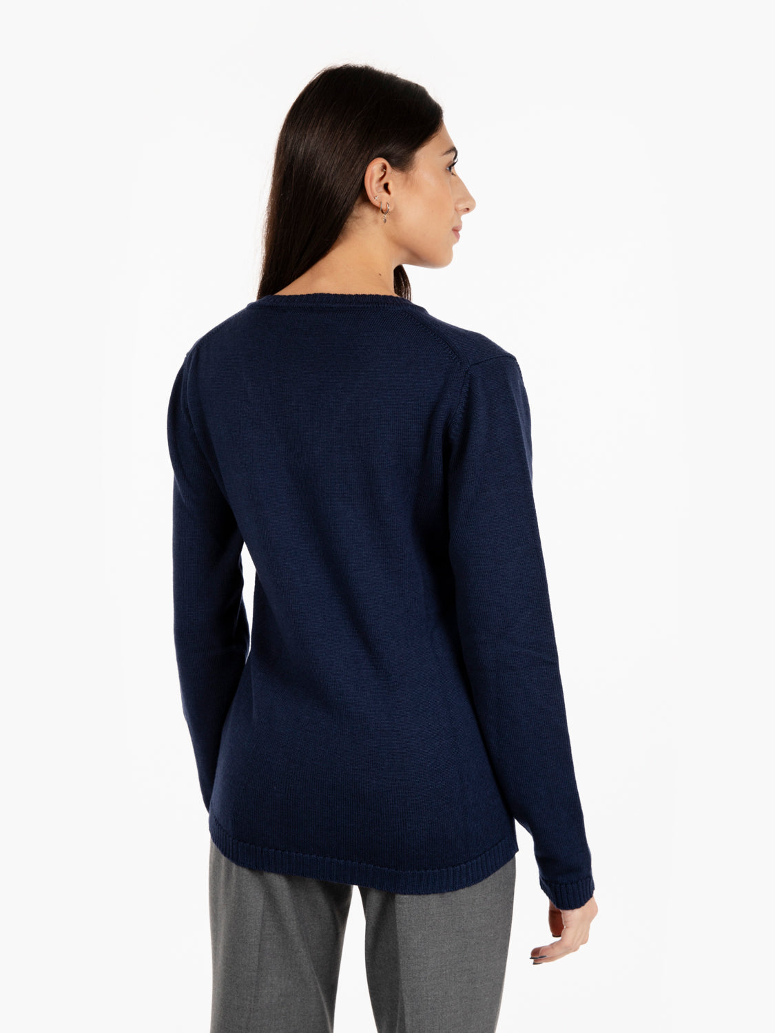 Navy V-Neck Wool Sweater