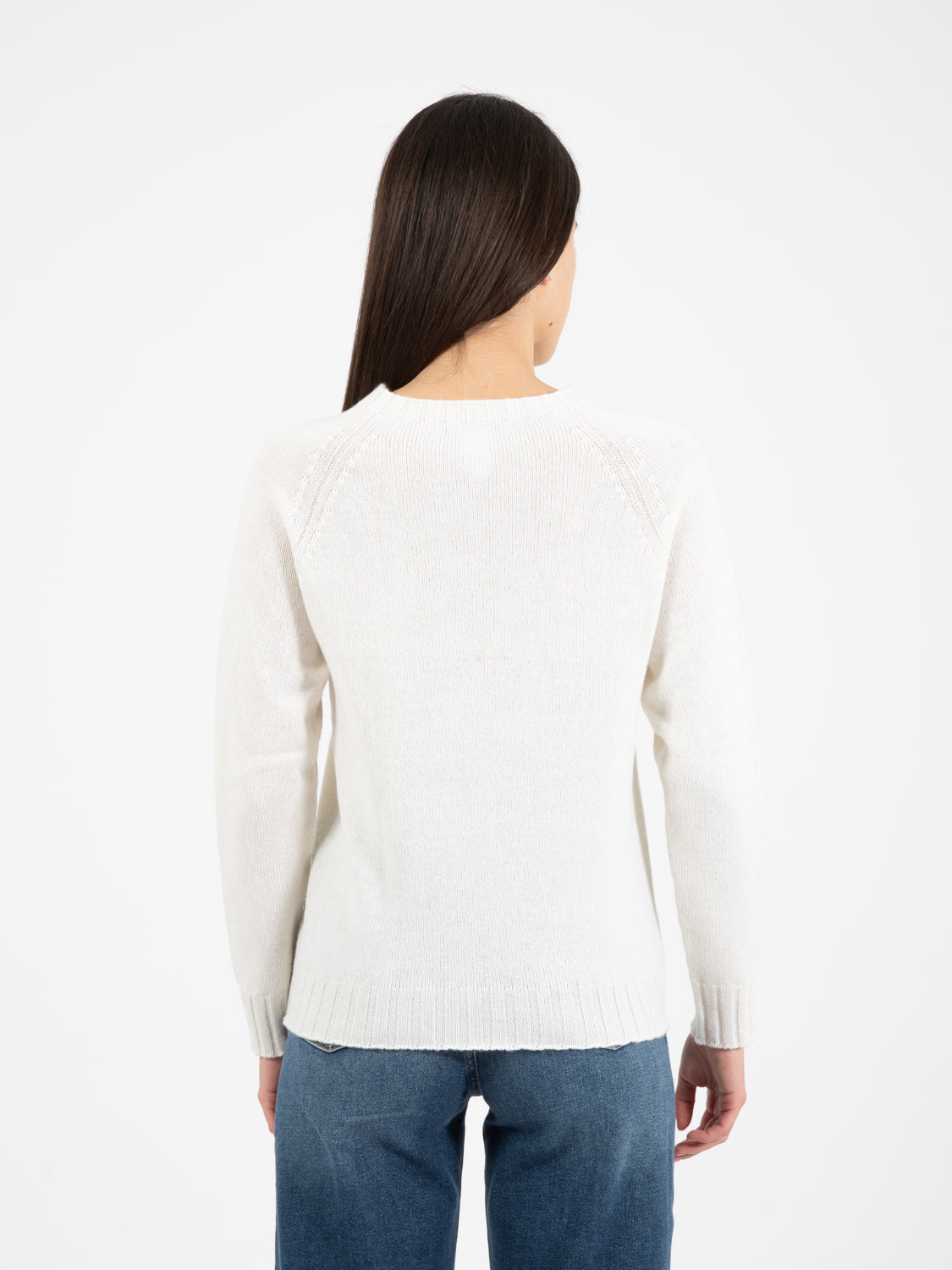 Maglione lana e cachemire girocollo bianco