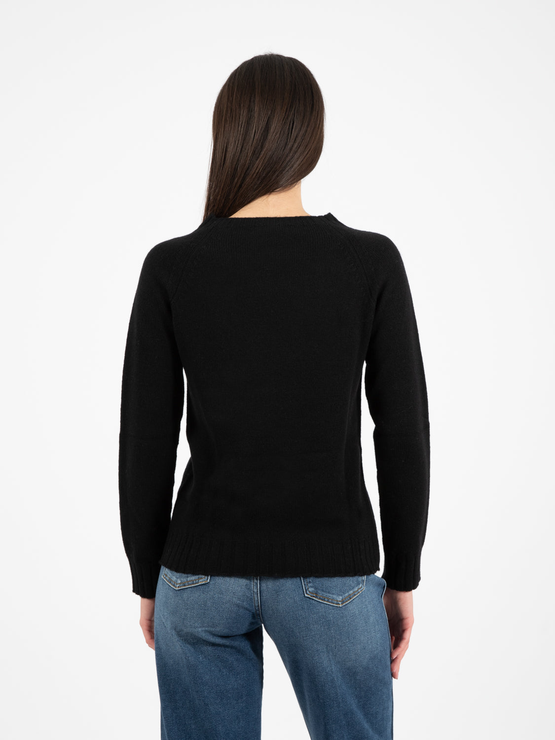 Maglione lana e cachemire girocollo nero