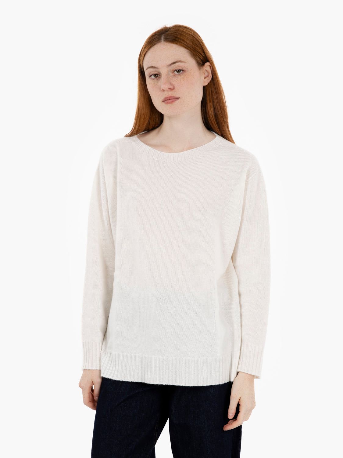 Cream crew neck wool sweater