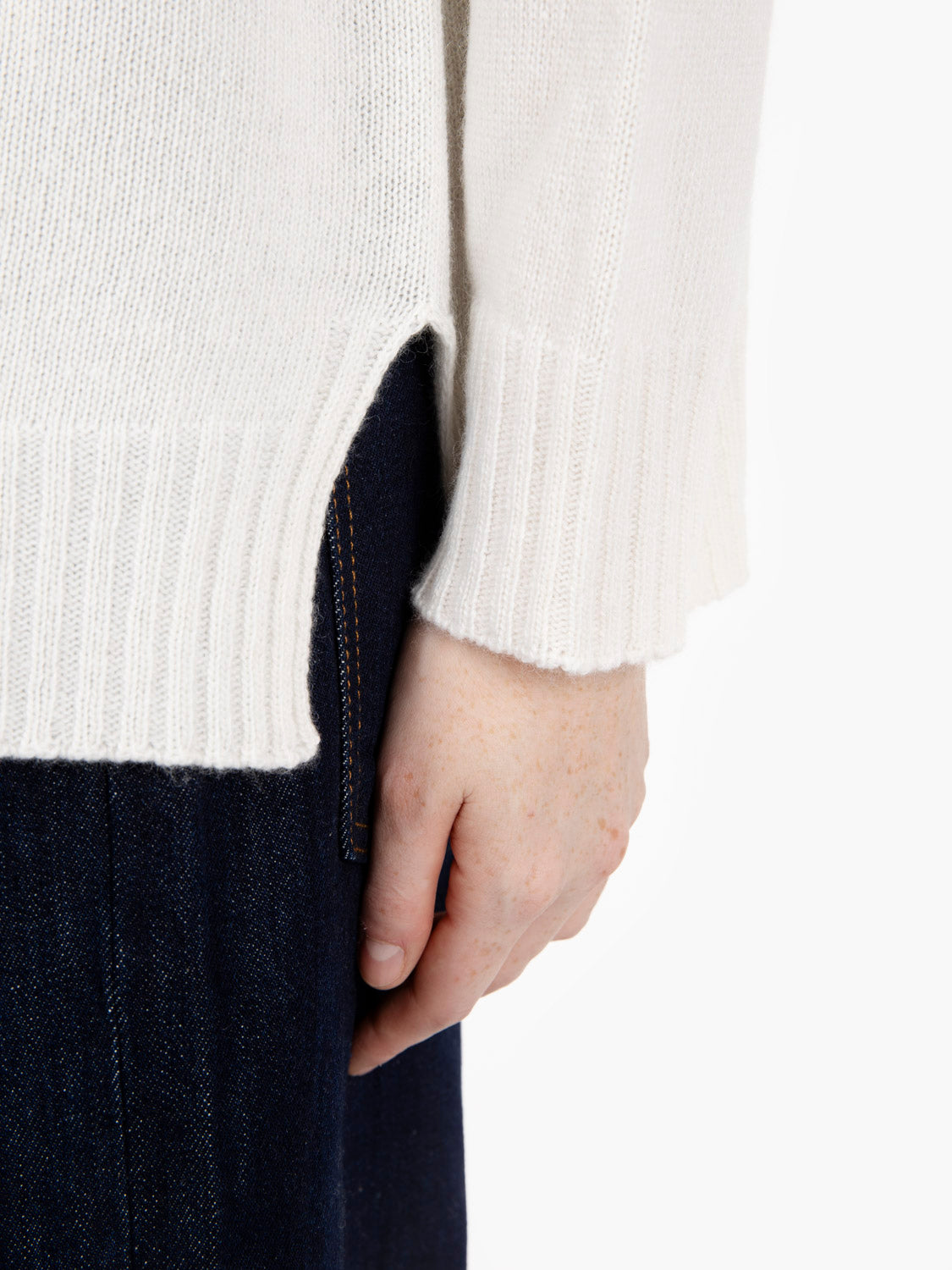 Cream crew neck wool sweater
