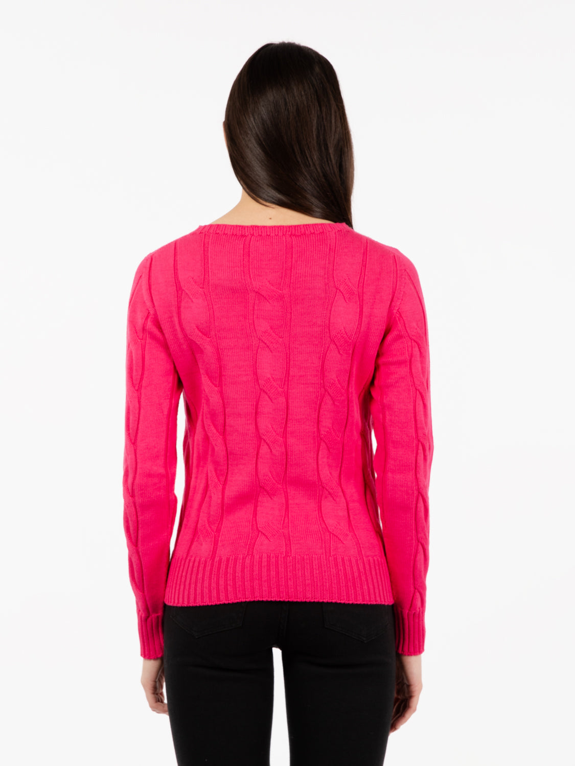 Maglione leggero a treccia fragola