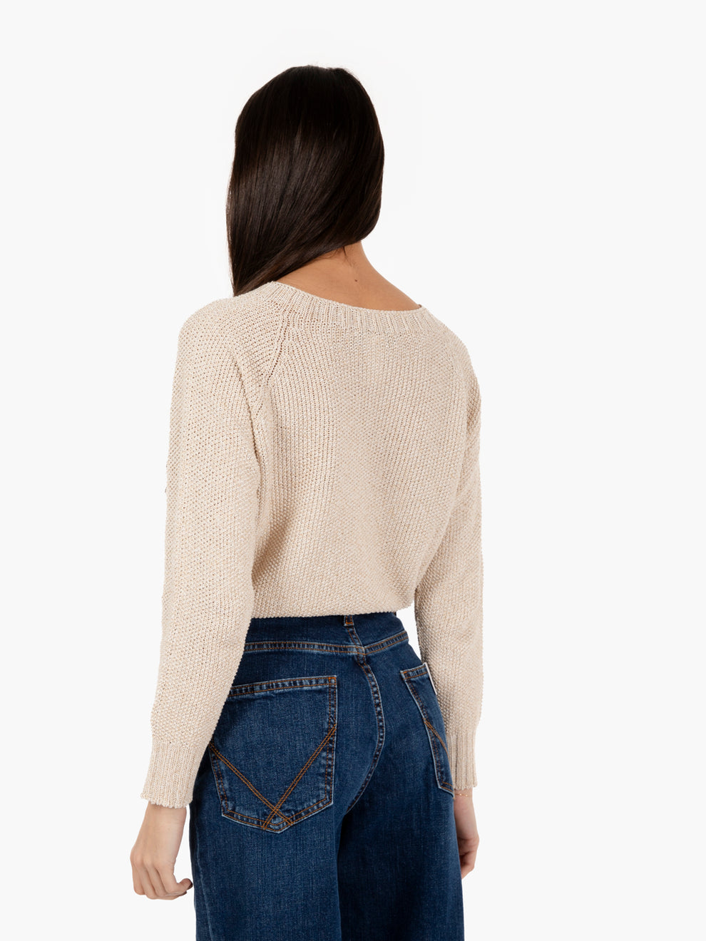 Beige crew neck lightweight sweater
