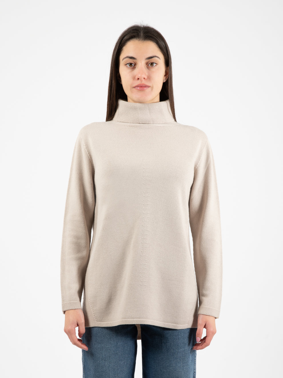 Beige turtleneck oversized sweater