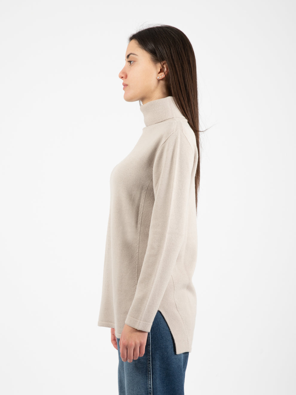 Beige turtleneck oversized sweater