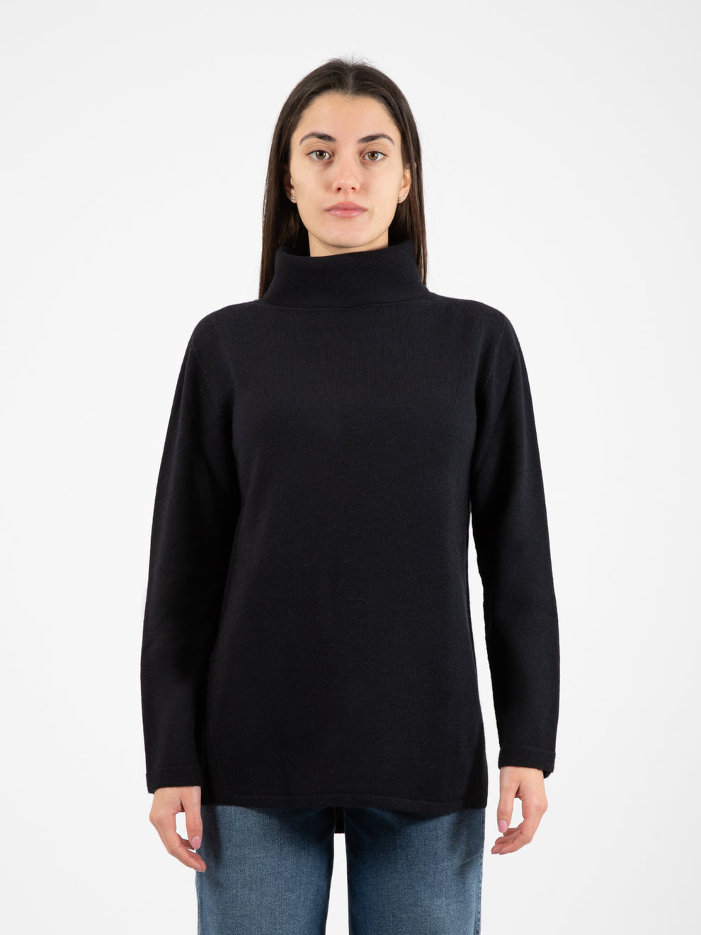 Black turtleneck oversized sweater