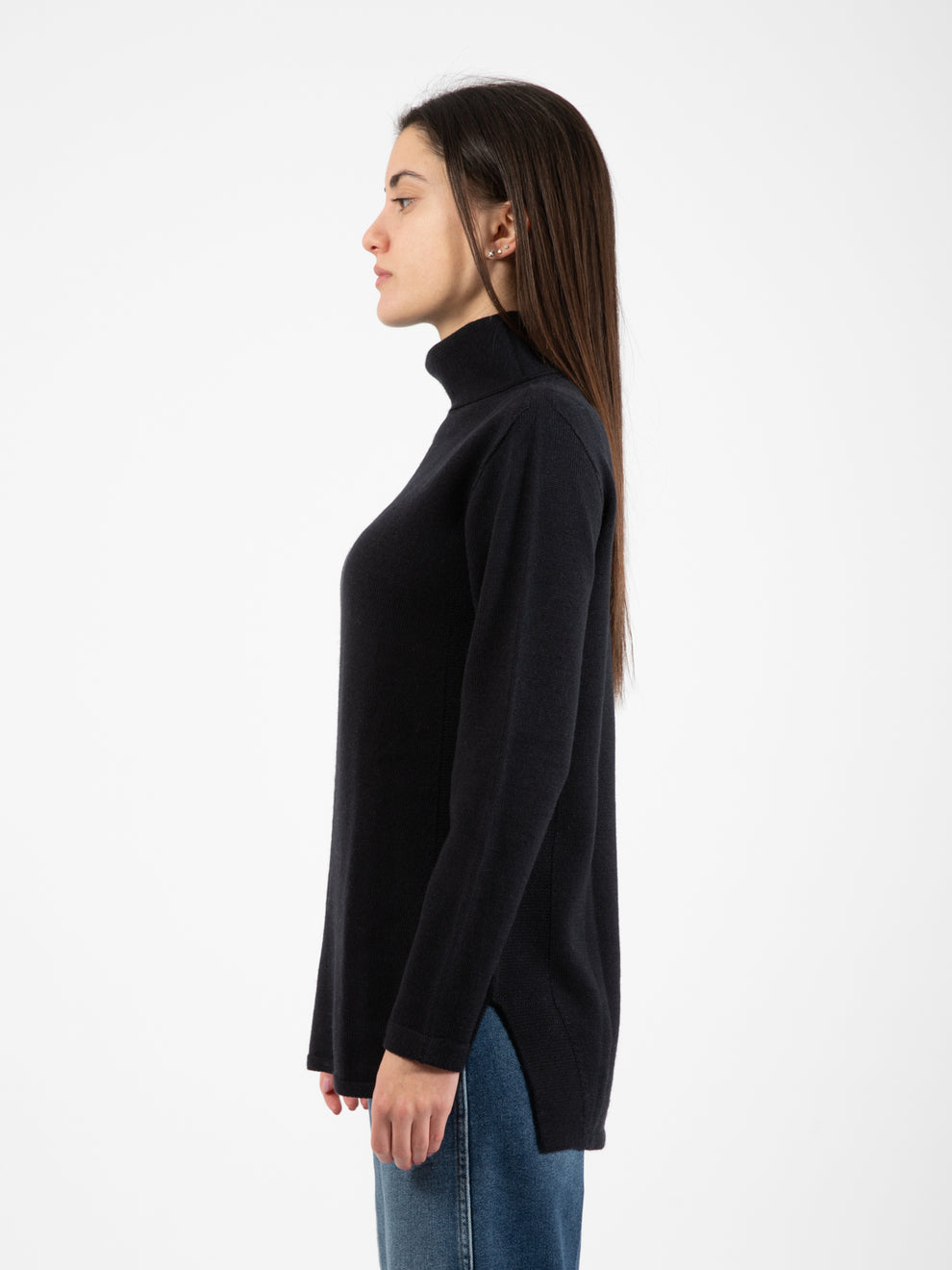 Black turtleneck oversized sweater