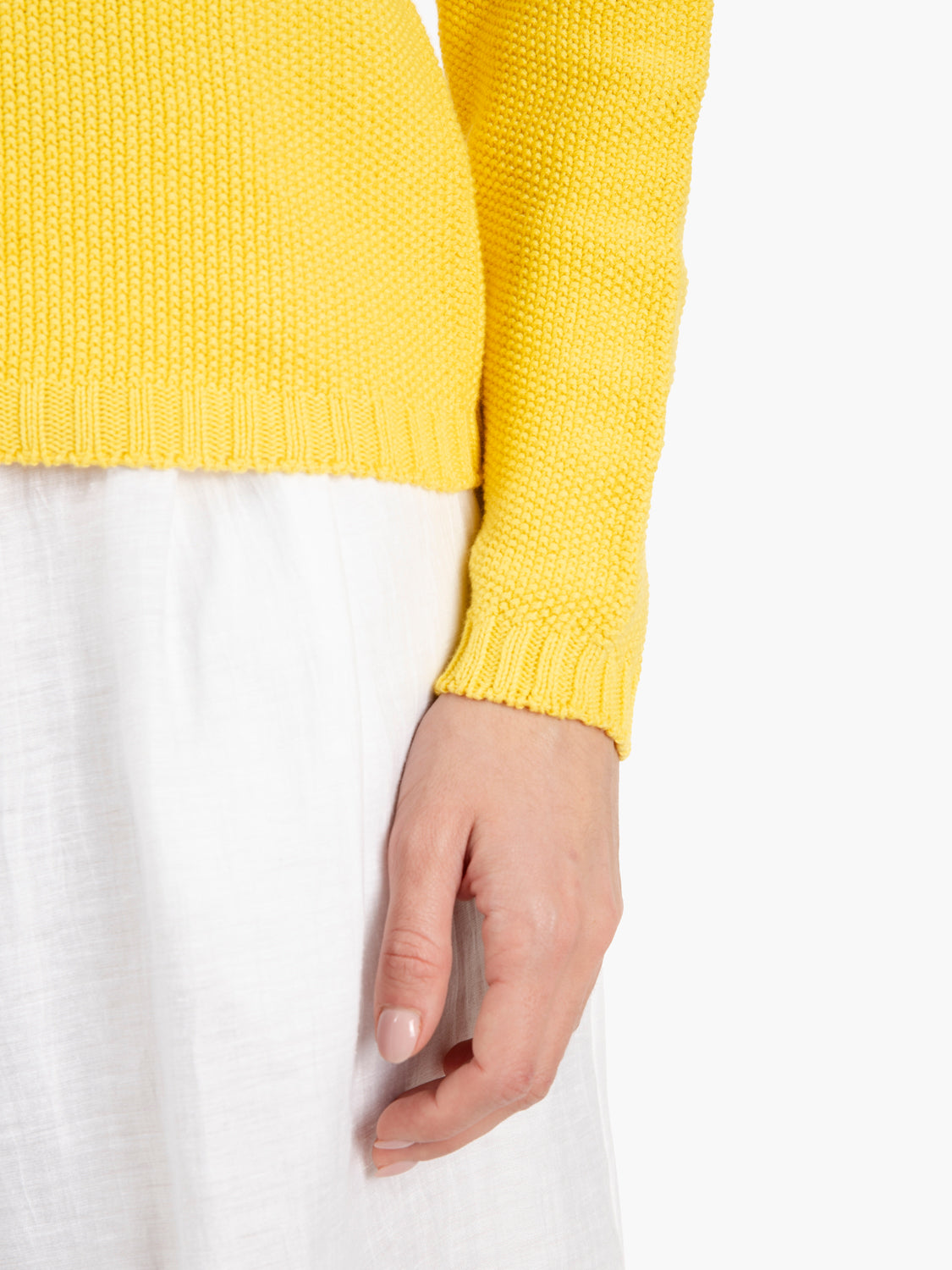 Maglione punto riso con scollo a barchetta giallo