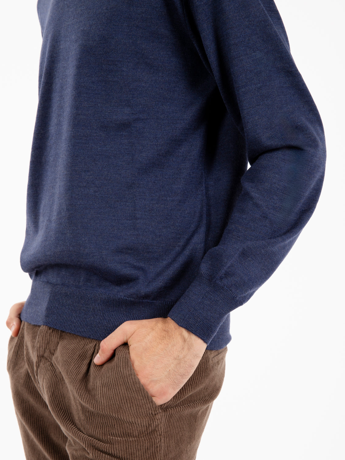 Maglione rasato girocollo blu