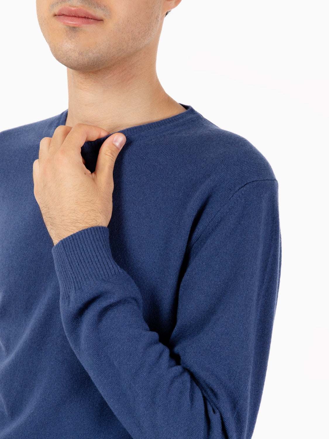 Maglione rasato girocollo blu