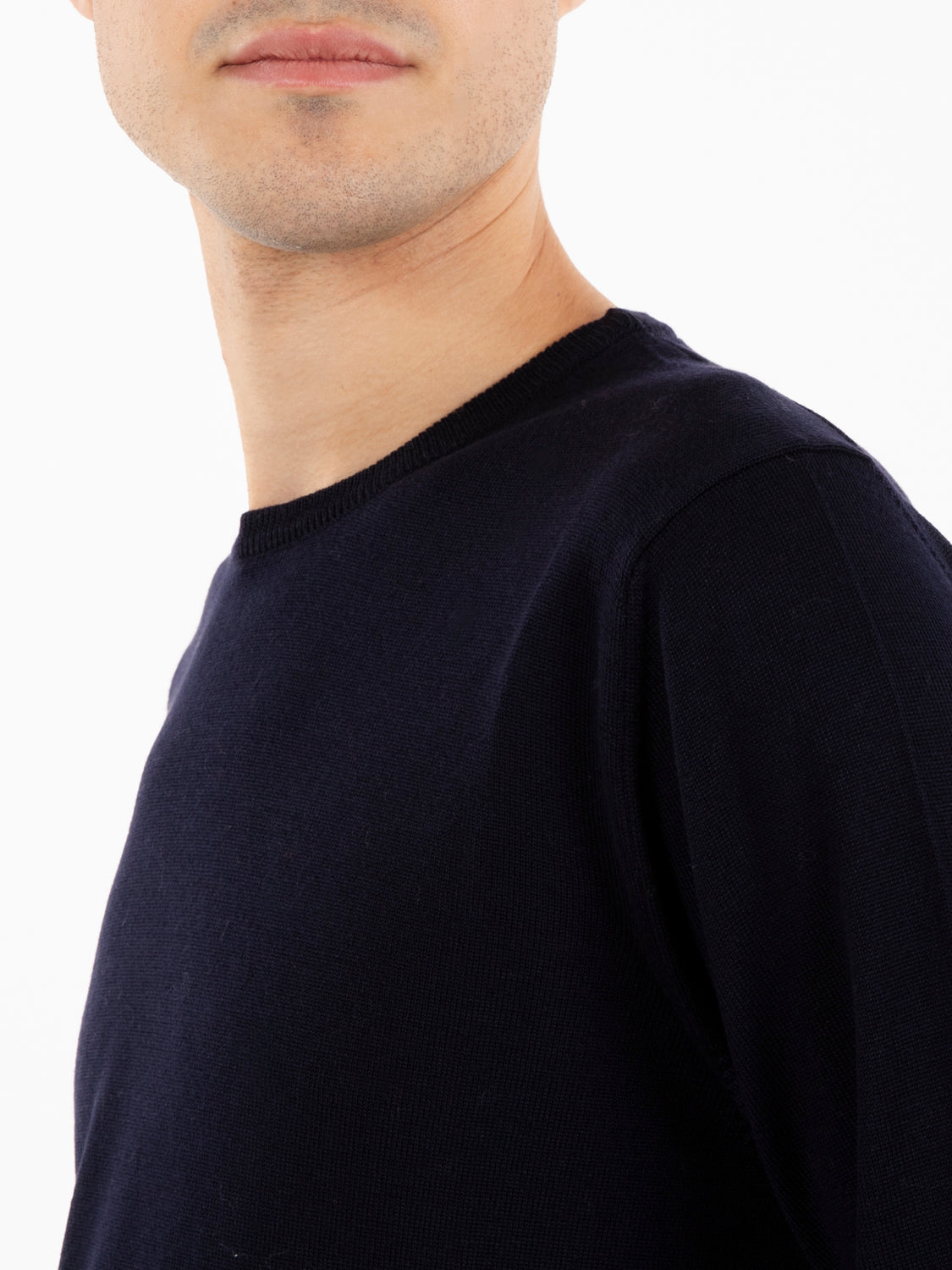 Maglione rasato girocollo blu scuro