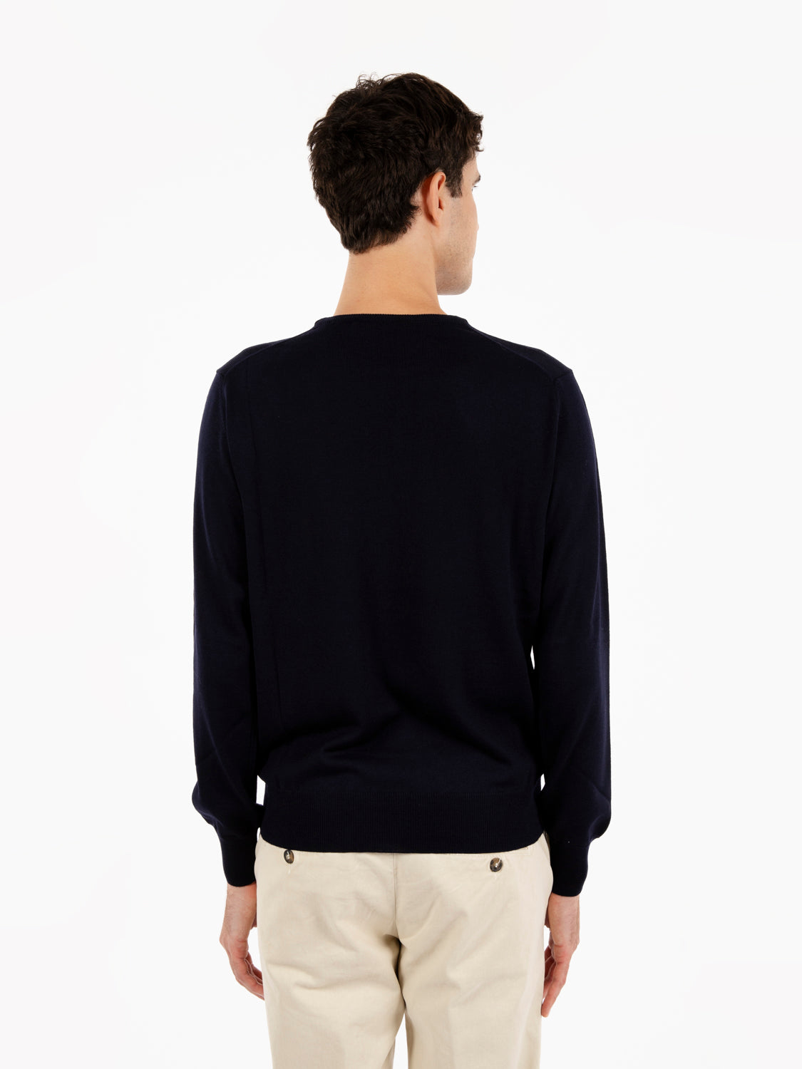 Maglione rasato girocollo blu scuro