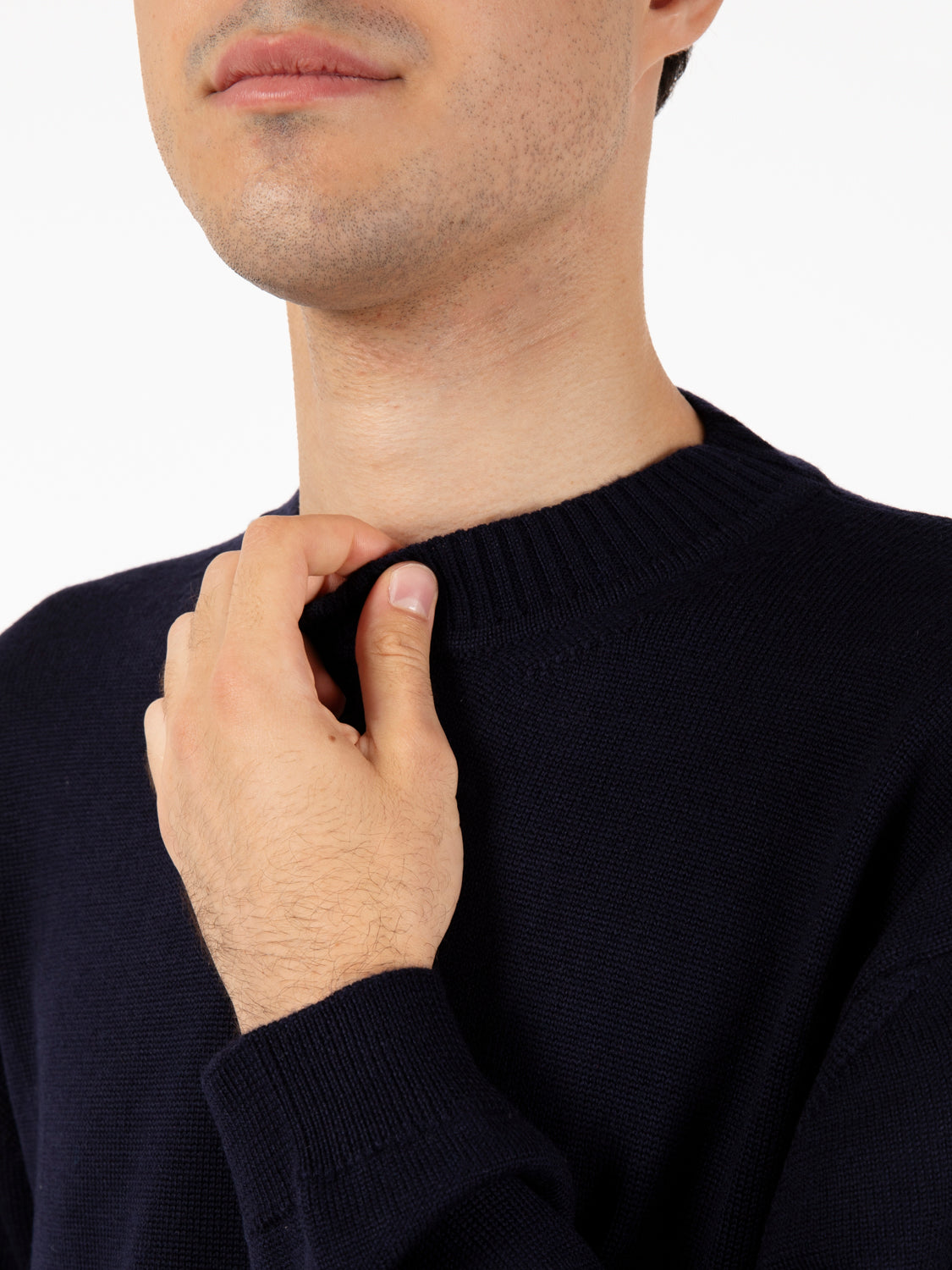 Maglione rasato girocollo blu