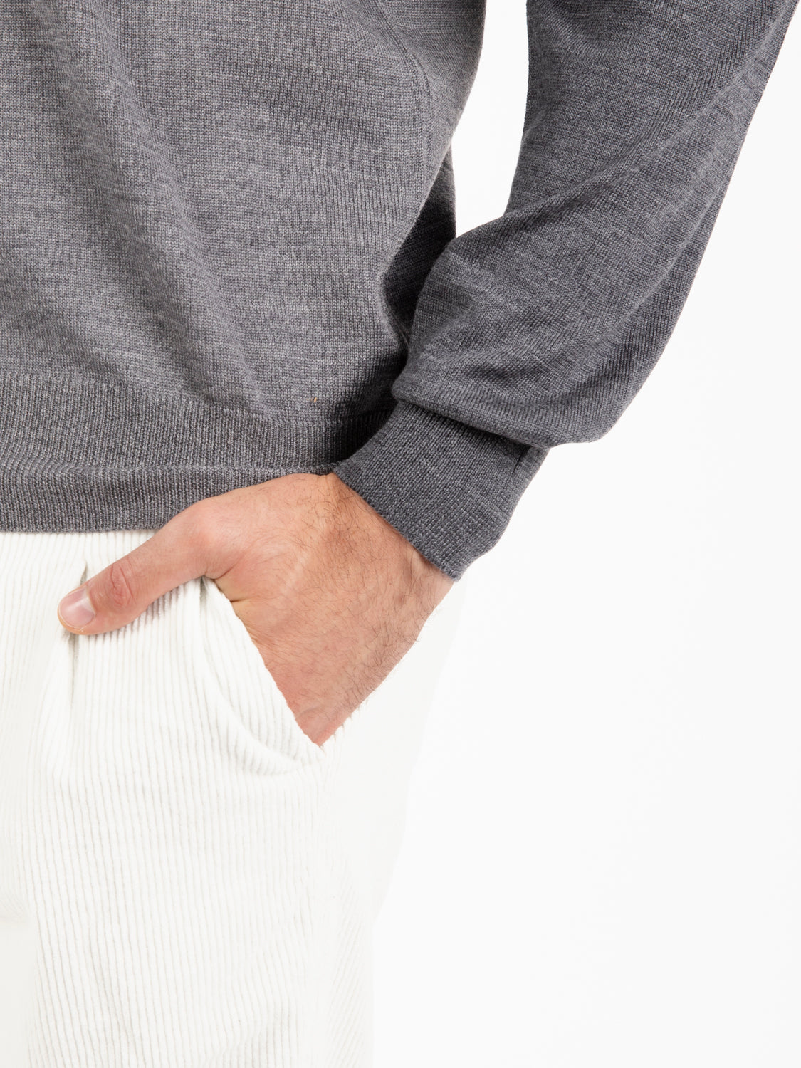 Maglione rasato girocollo grigio