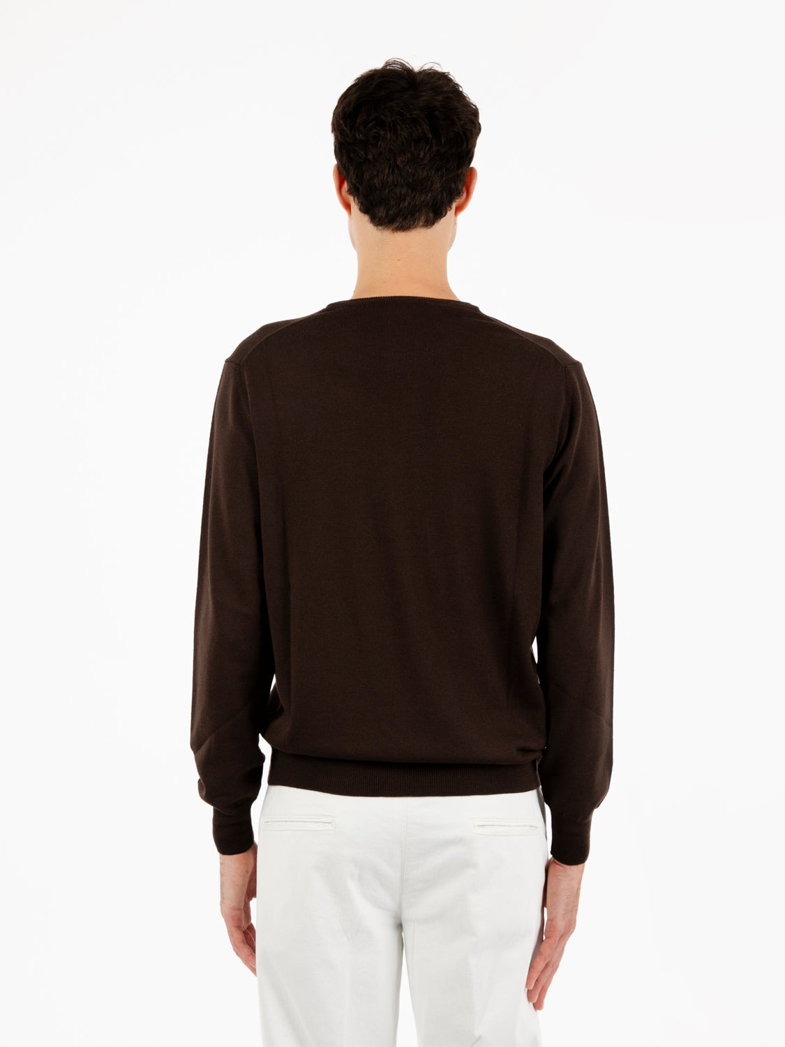 Maglione rasato girocollo marrone