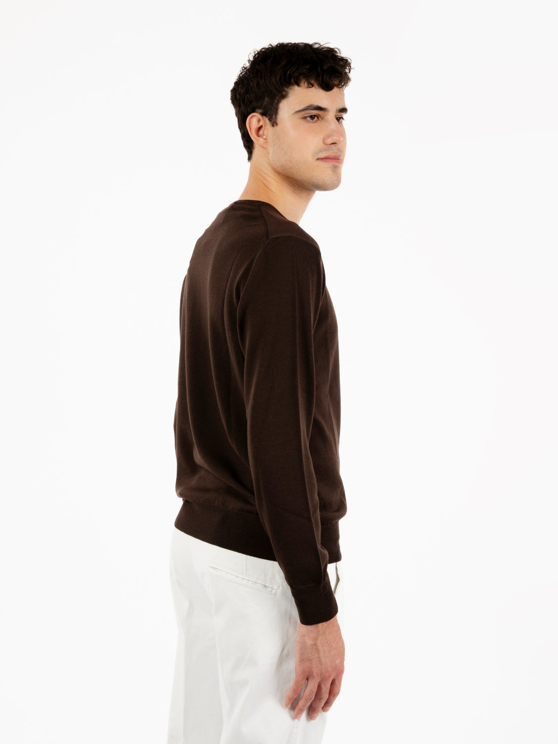 Maglione rasato girocollo marrone