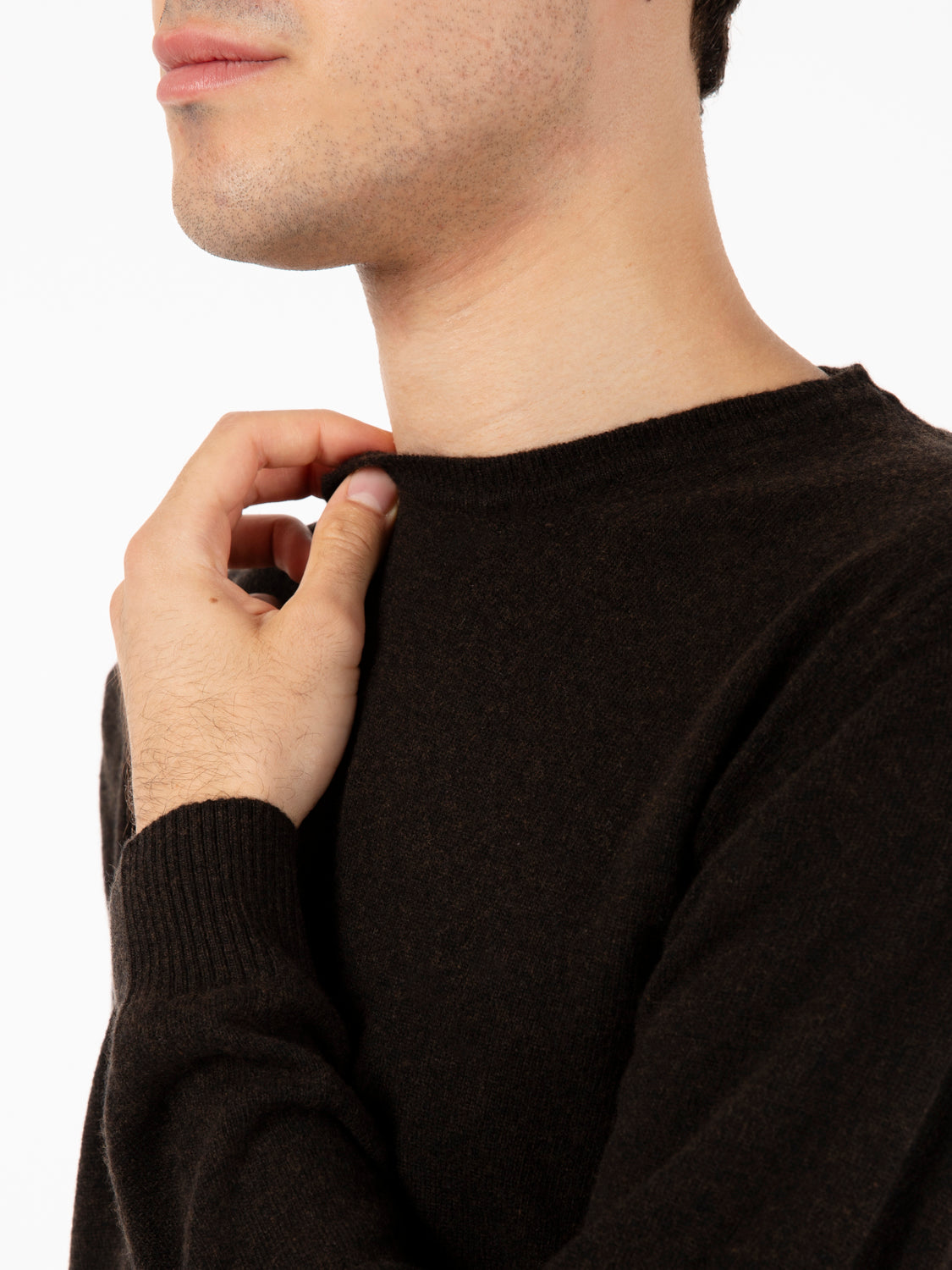 Maglione rasato girocollo moro