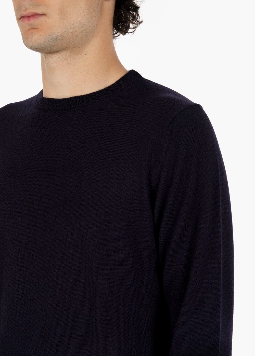 Maglione rasato girocollo navy