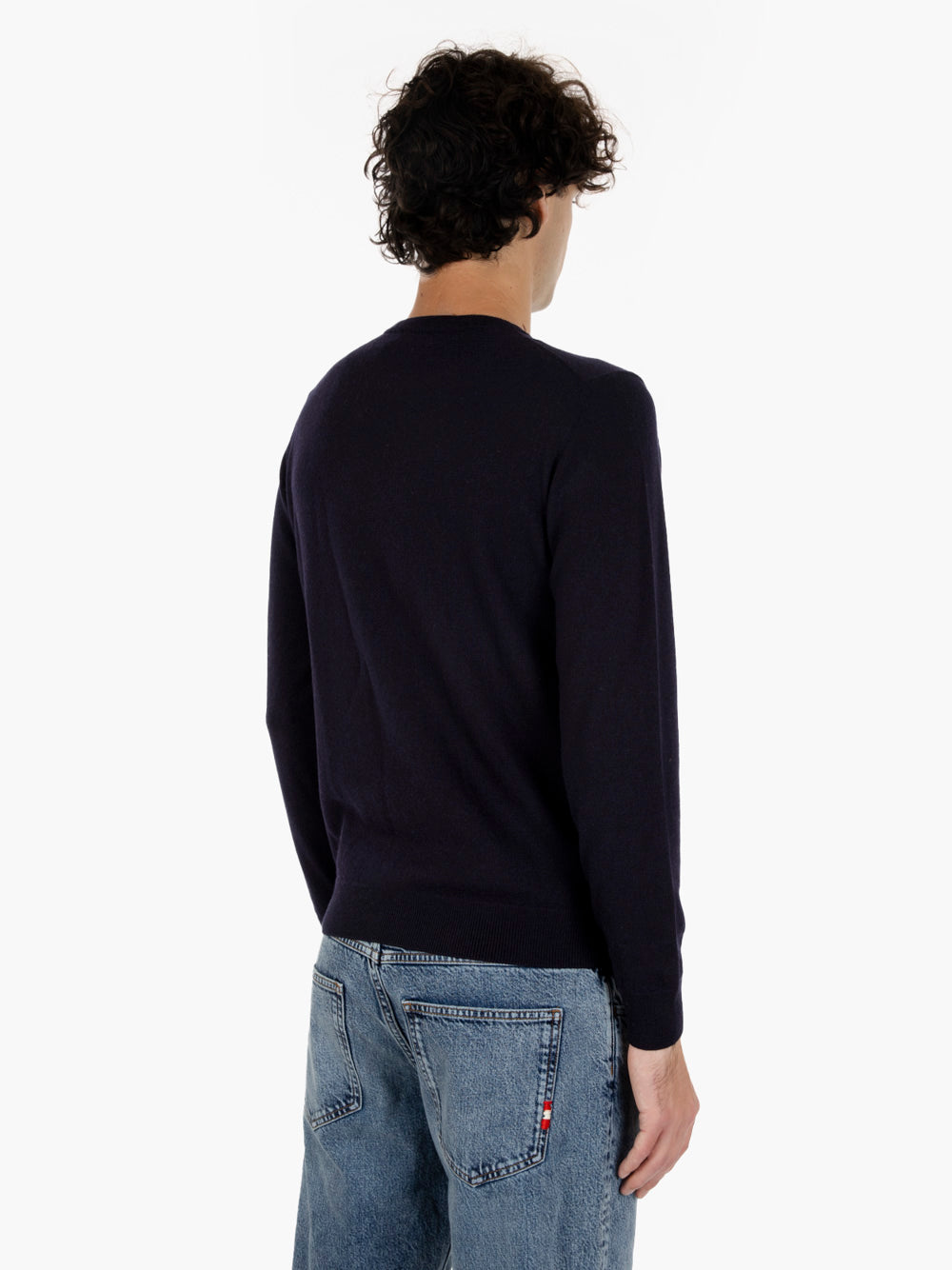 Maglione rasato girocollo navy
