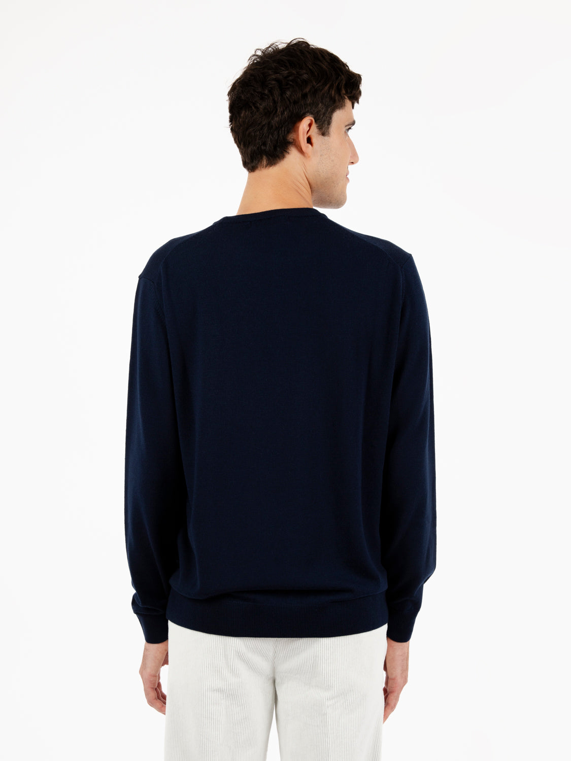 Maglione rasato girocollo navy