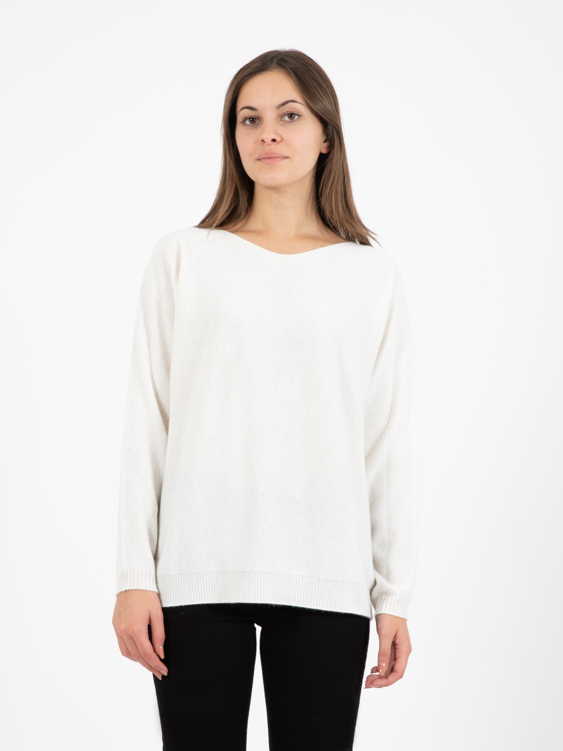 White boat neck sweater