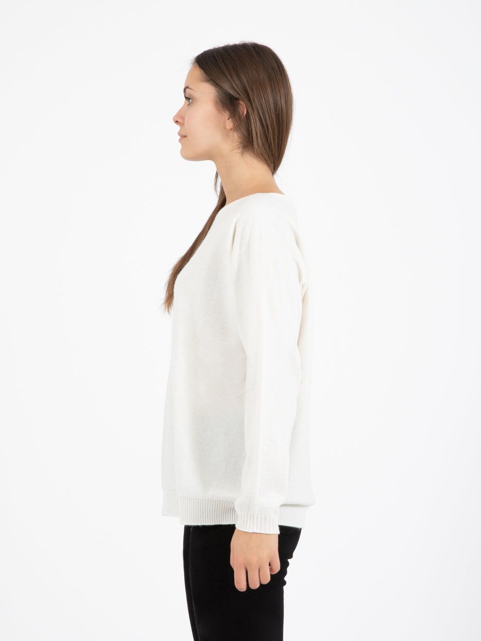 White boat neck sweater