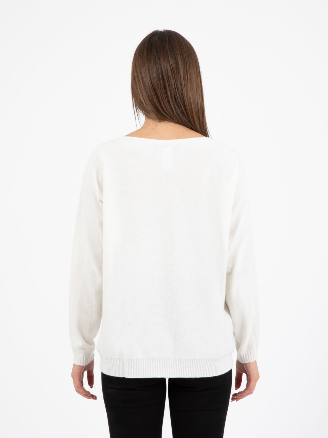 White boat neck sweater