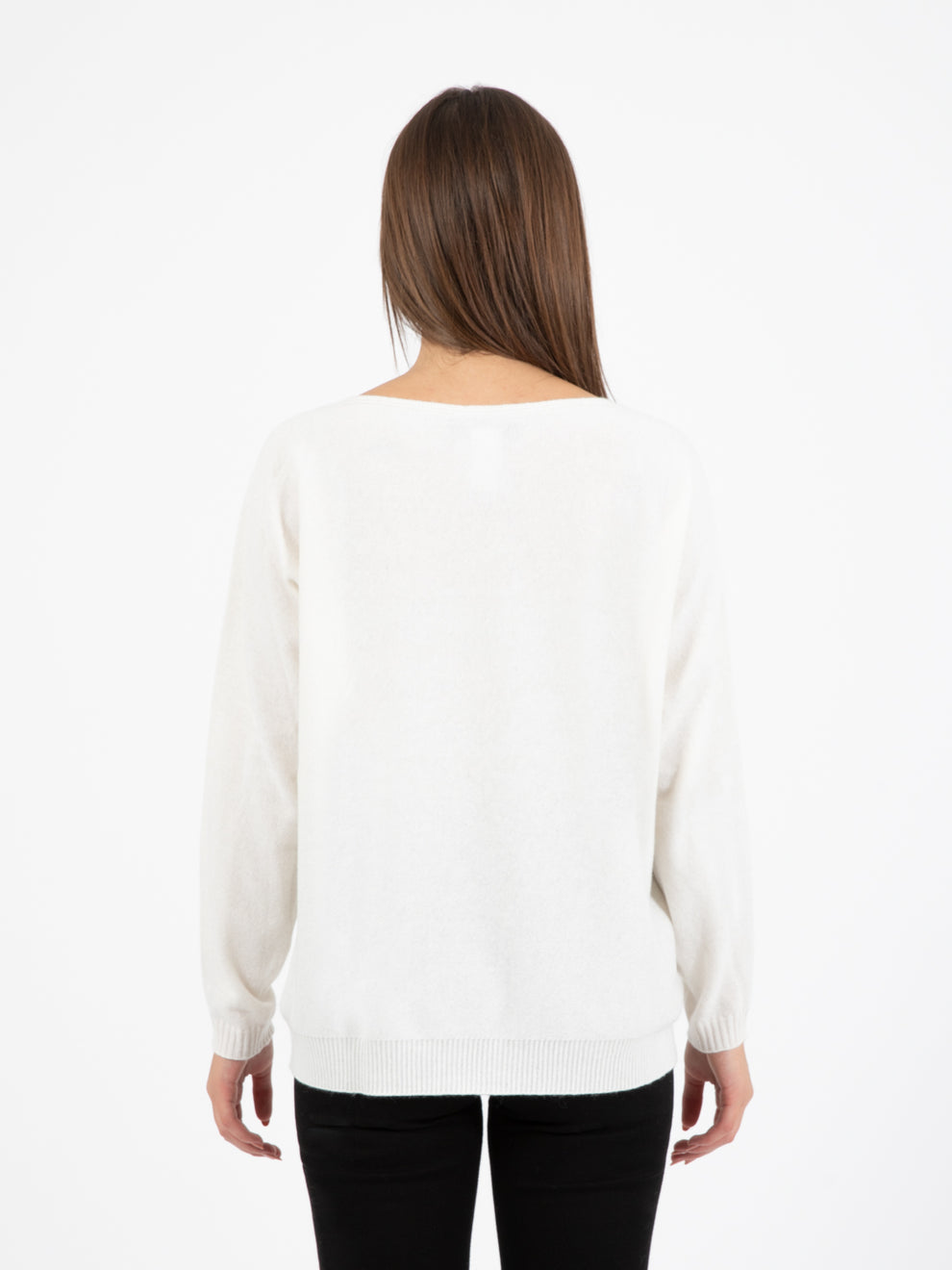 White boat neck sweater