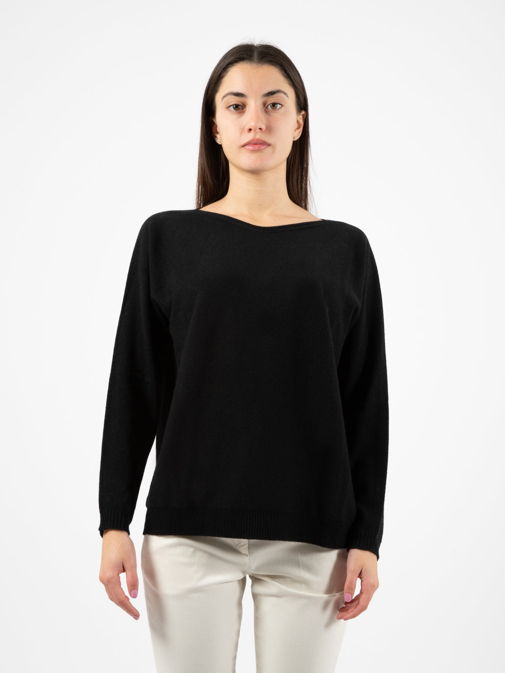 Black boat neck sweater