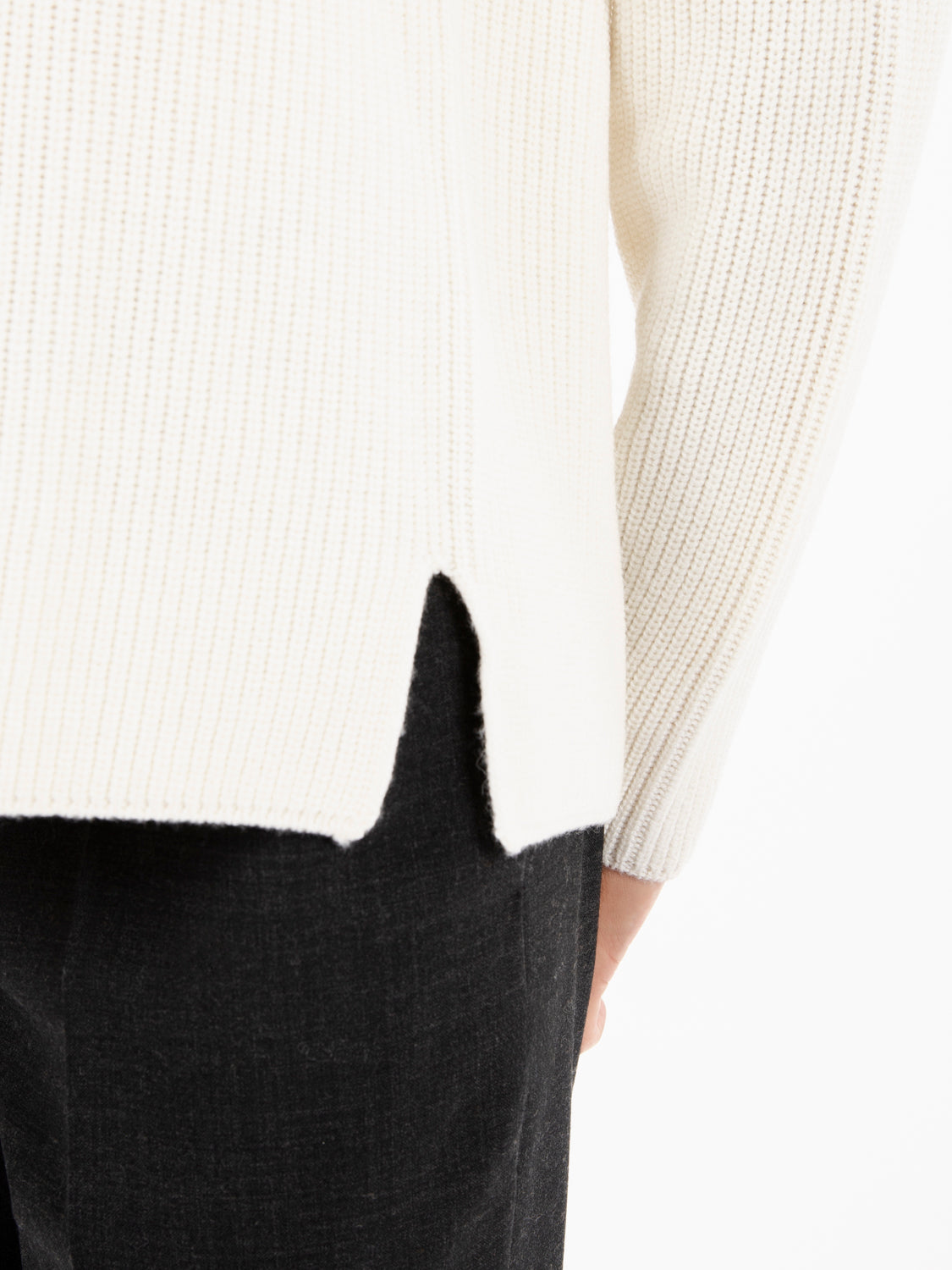 White wool round neck sweater