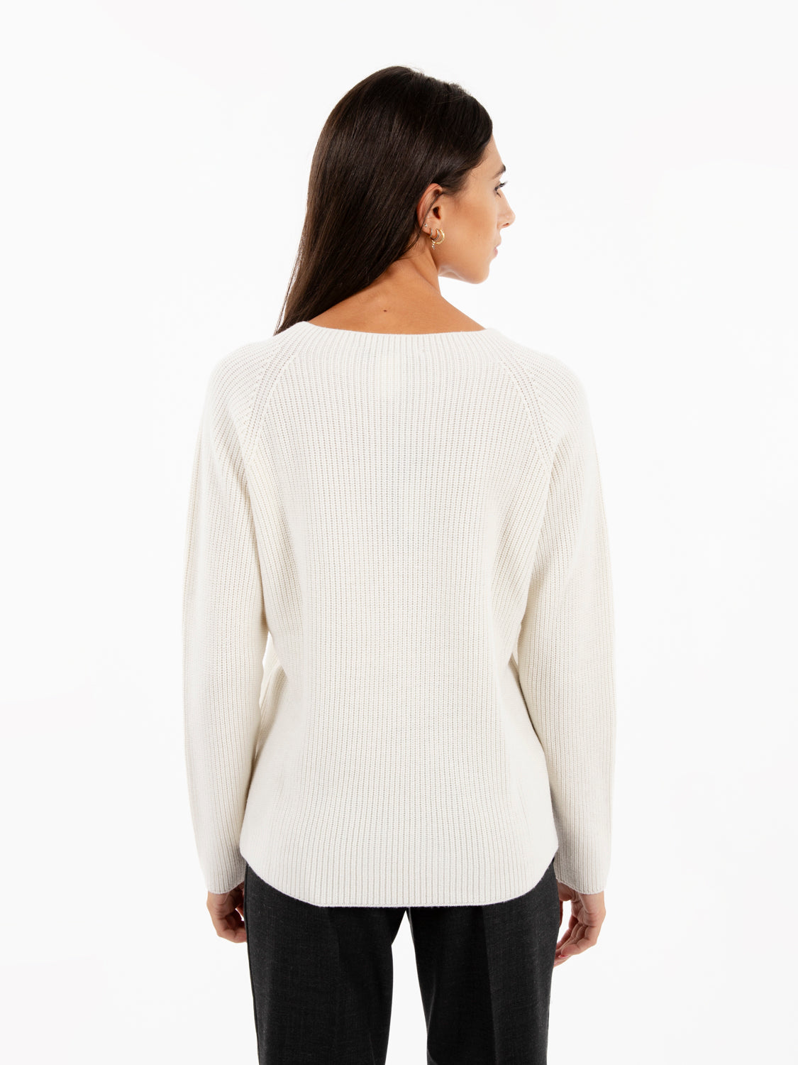 White wool round neck sweater