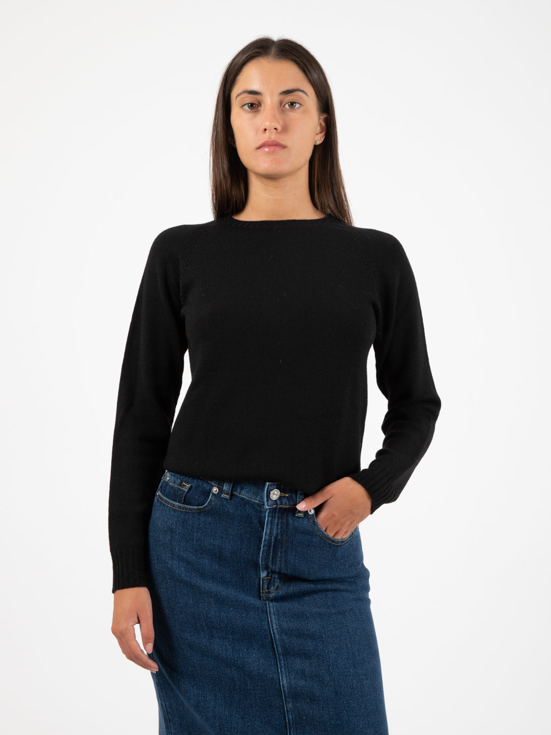 Black round neck sweater