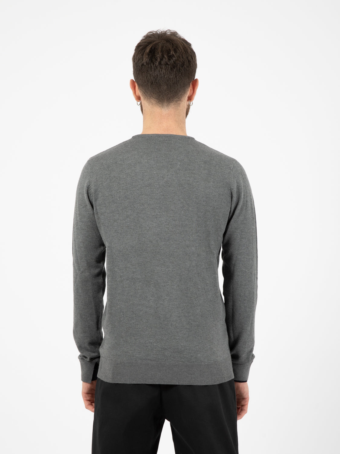 Maglione serafino con bottoni girgio / blu