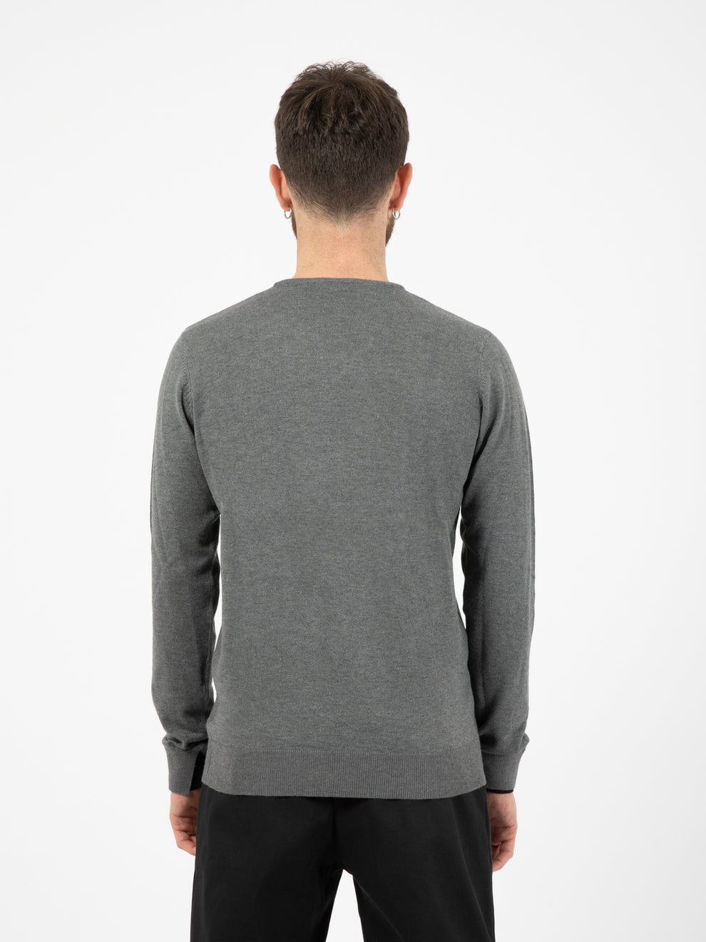 Maglione serafino con bottoni girgio / blu