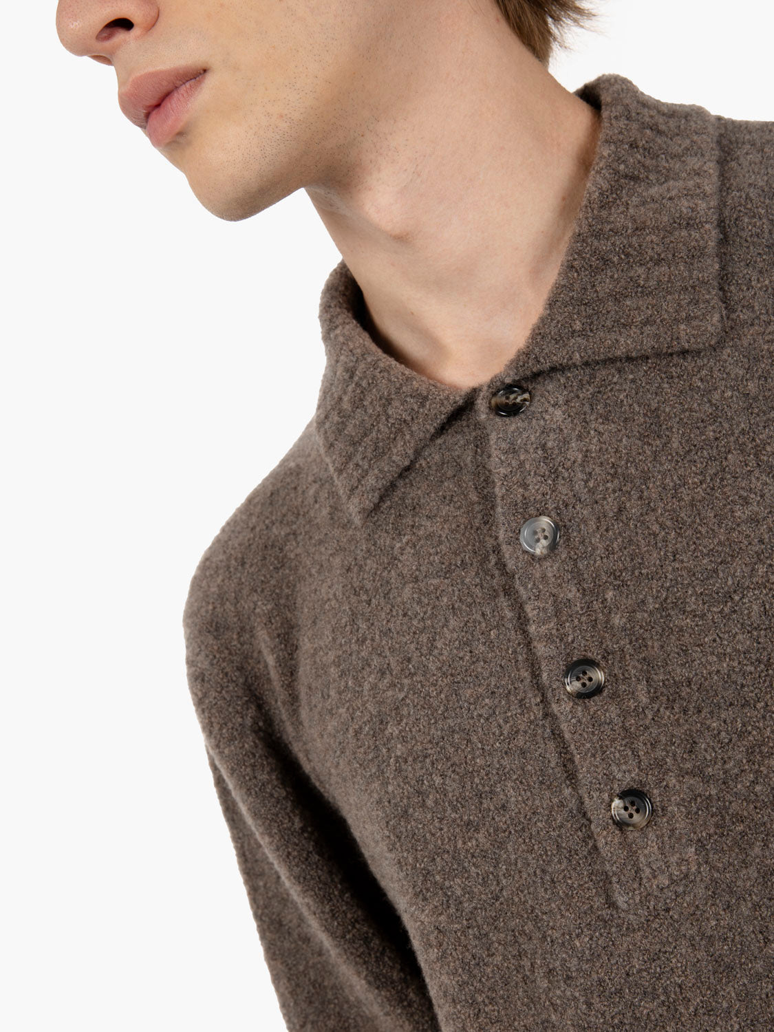 Maglione stile polo castagna