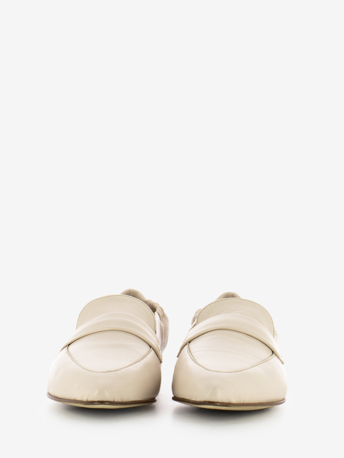 Mocassini a punta in pelle beige
