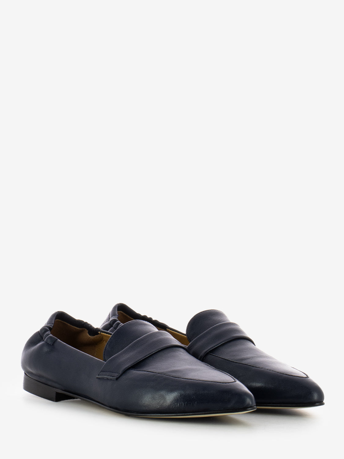 Mocassini a punta in pelle blu